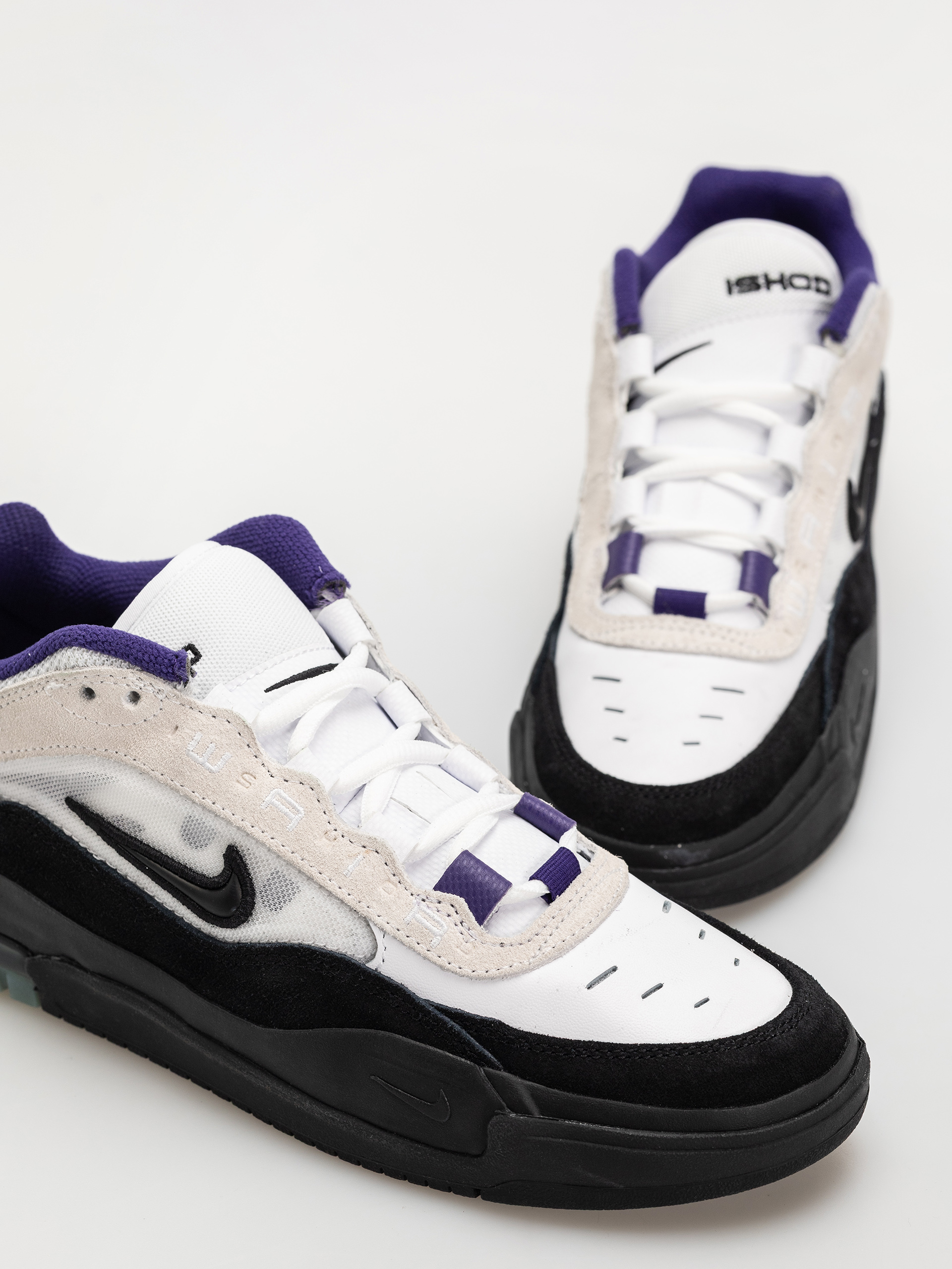 Nike SB Shoes Air Max Ishod - white, black, violet (white/black