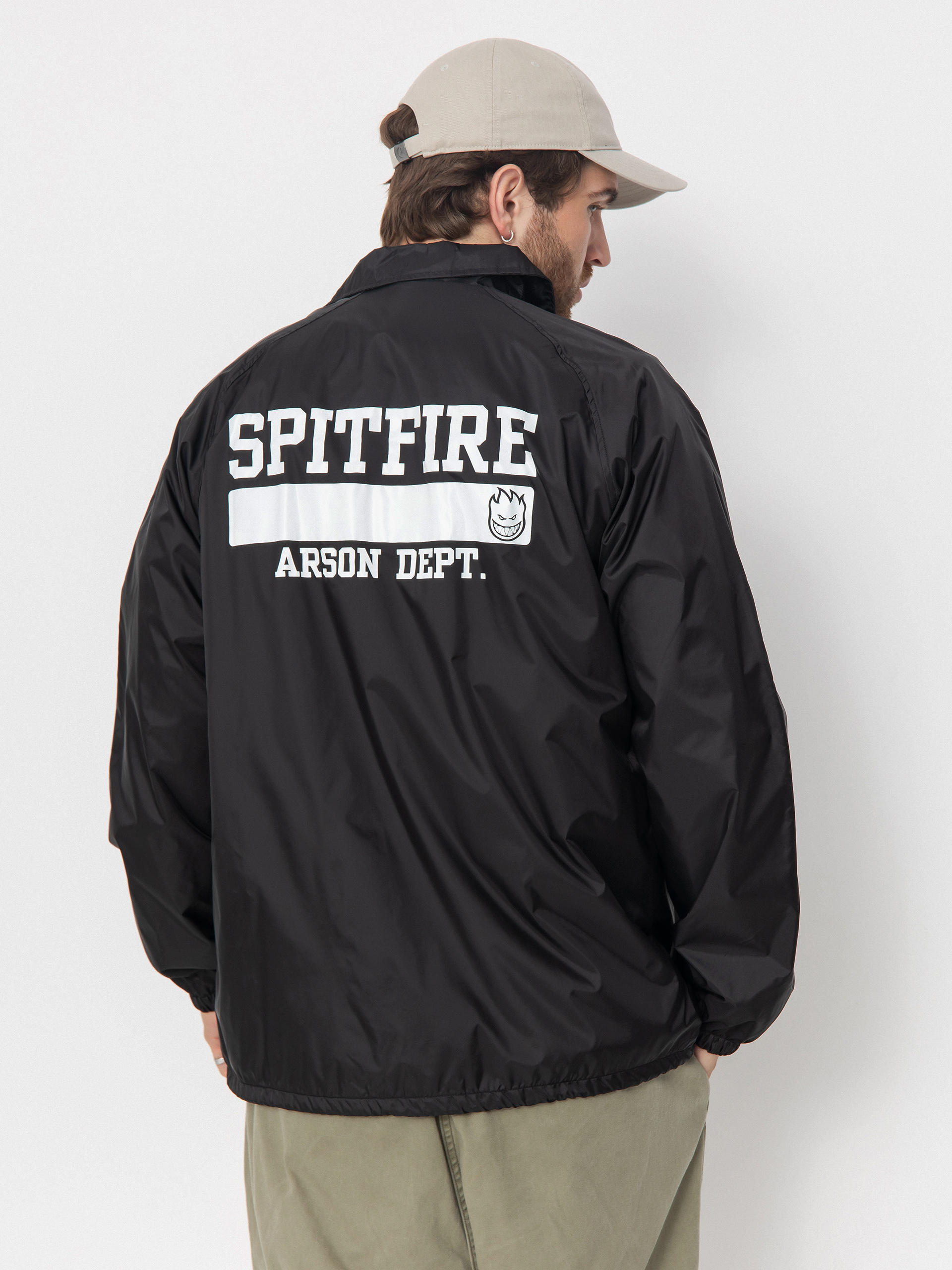 Spitfire Jacket Arson Dept Bighead (black w/white prints)