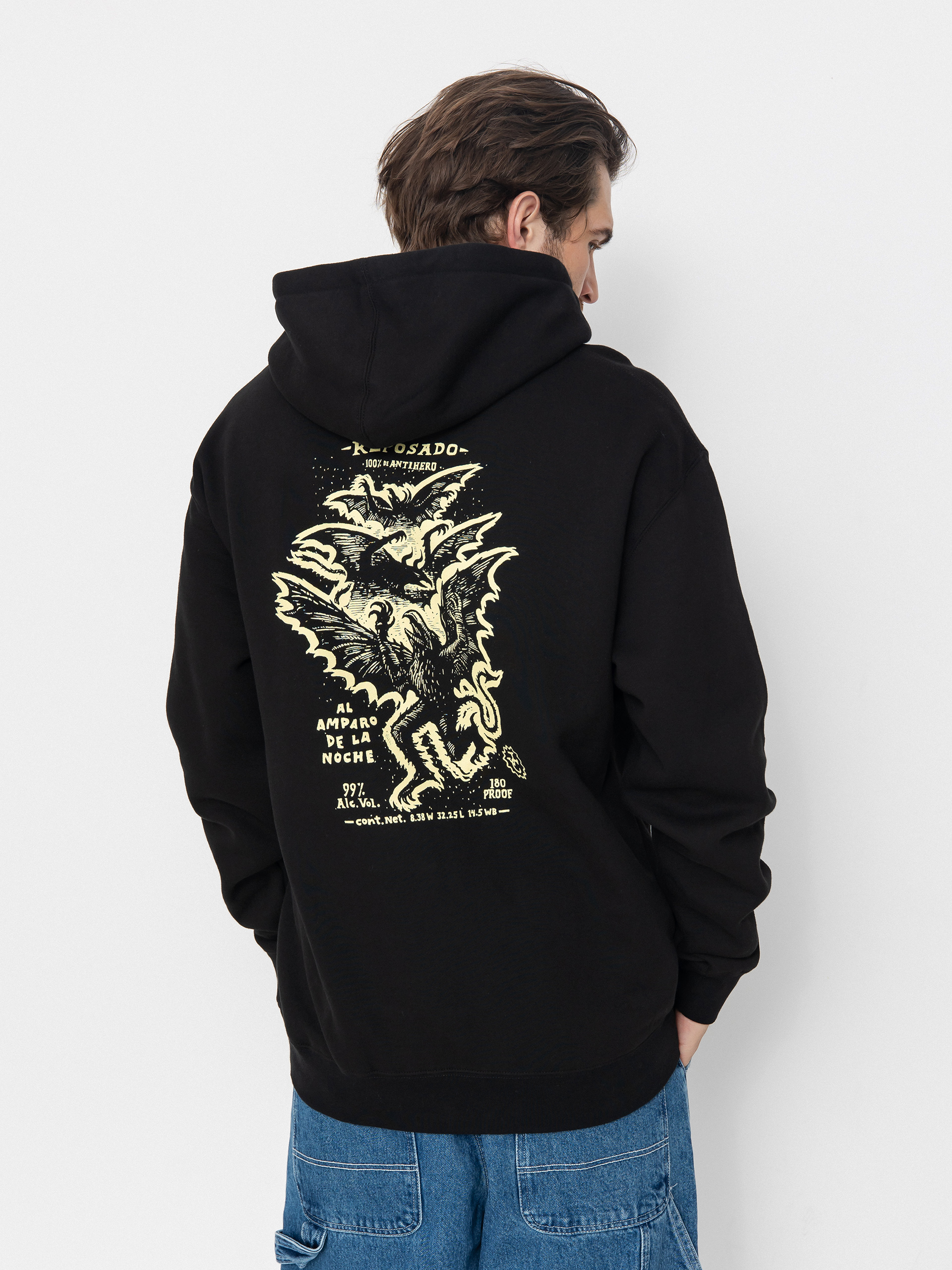 Antihero Hoodie Carnales Reposado HD (black w/pale yellow prints)
