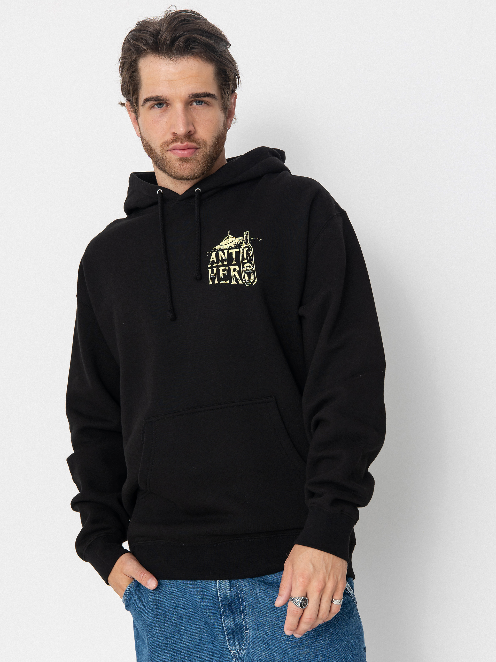 Antihero Hoodie Carnales Reposado HD (black w/pale yellow prints)