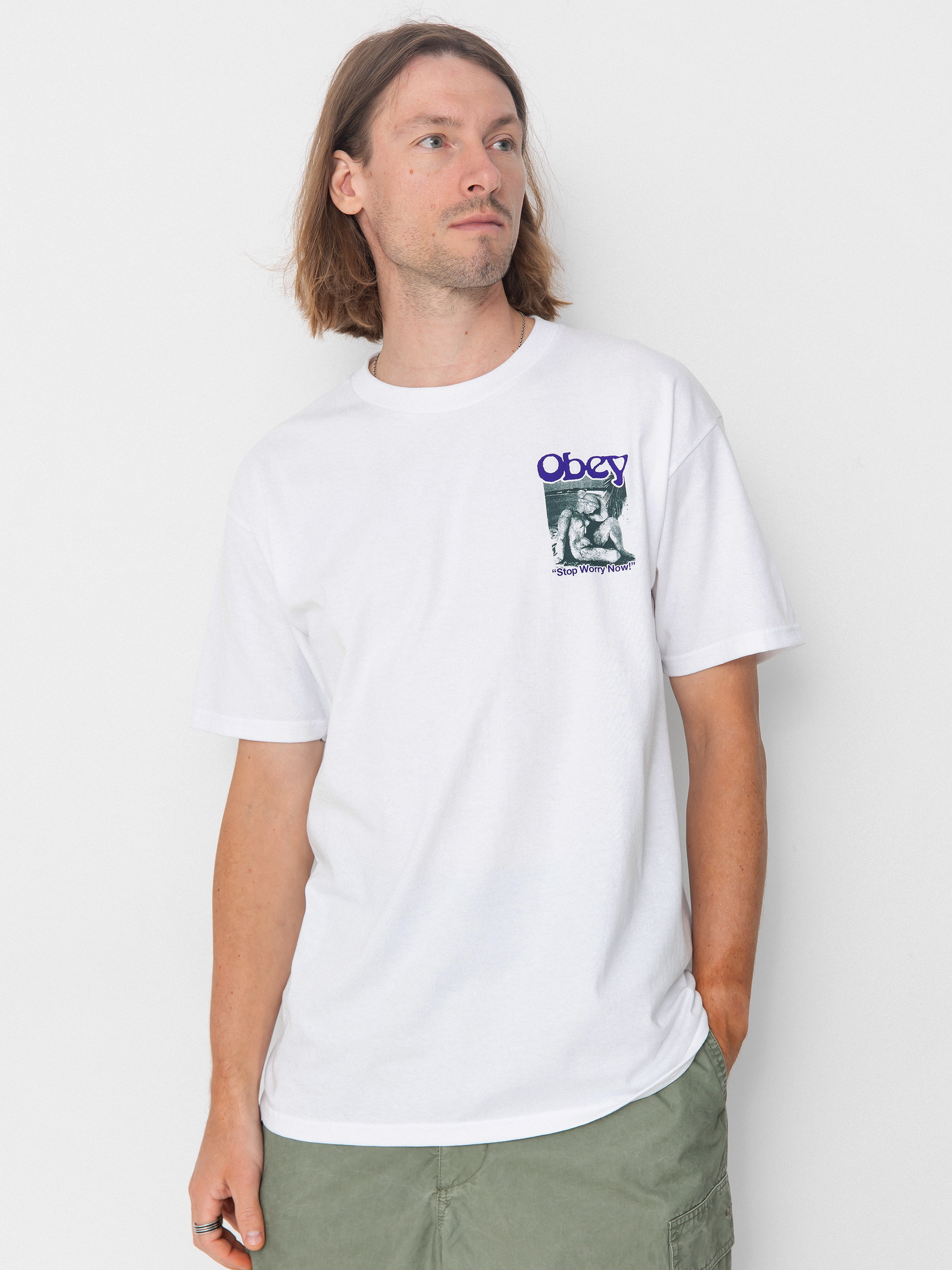 OBEY Stop Worry Now T-shirt (white)