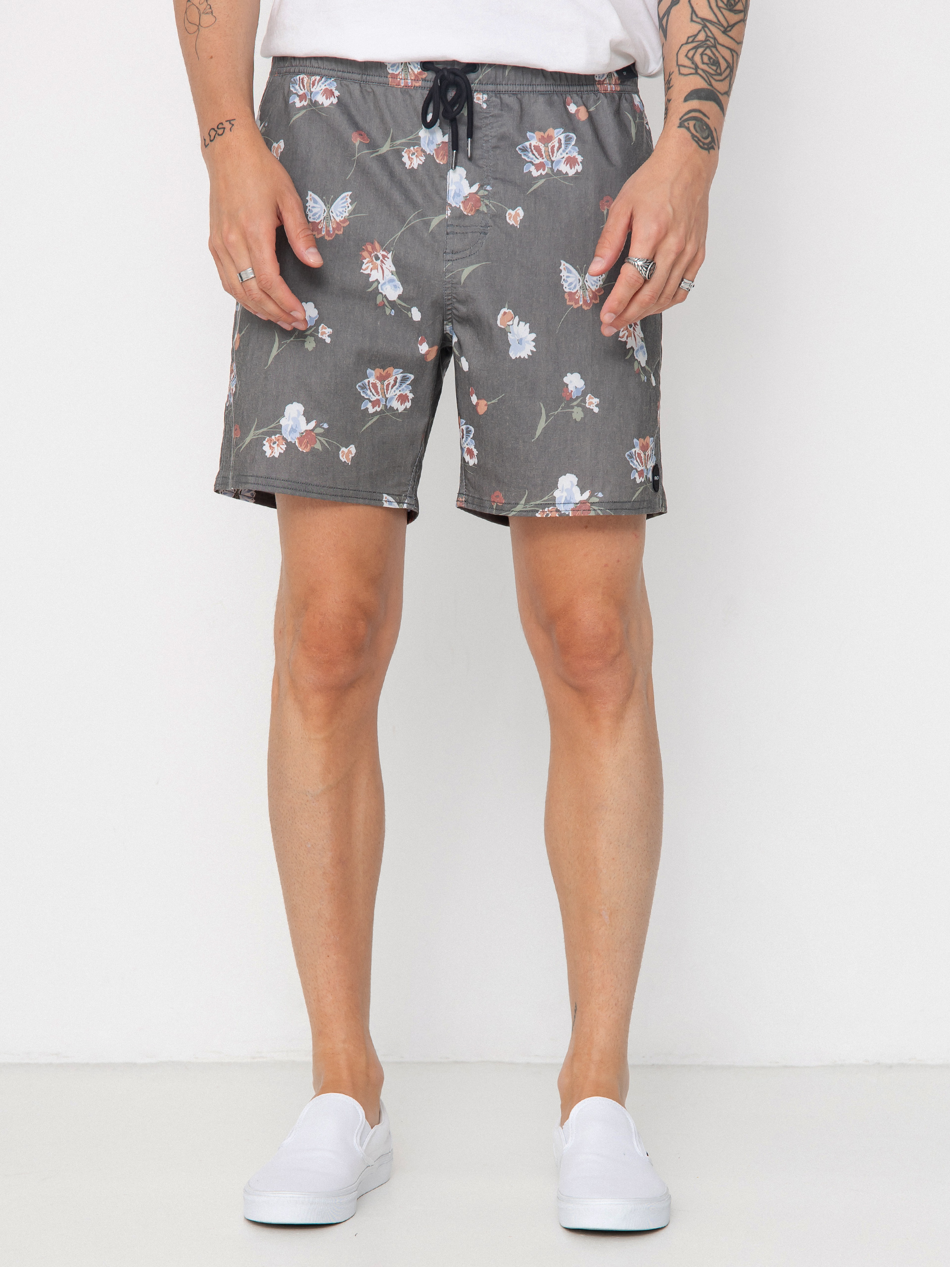 RVCA Shorts Barnes Elastic Short 17 (black floral print)