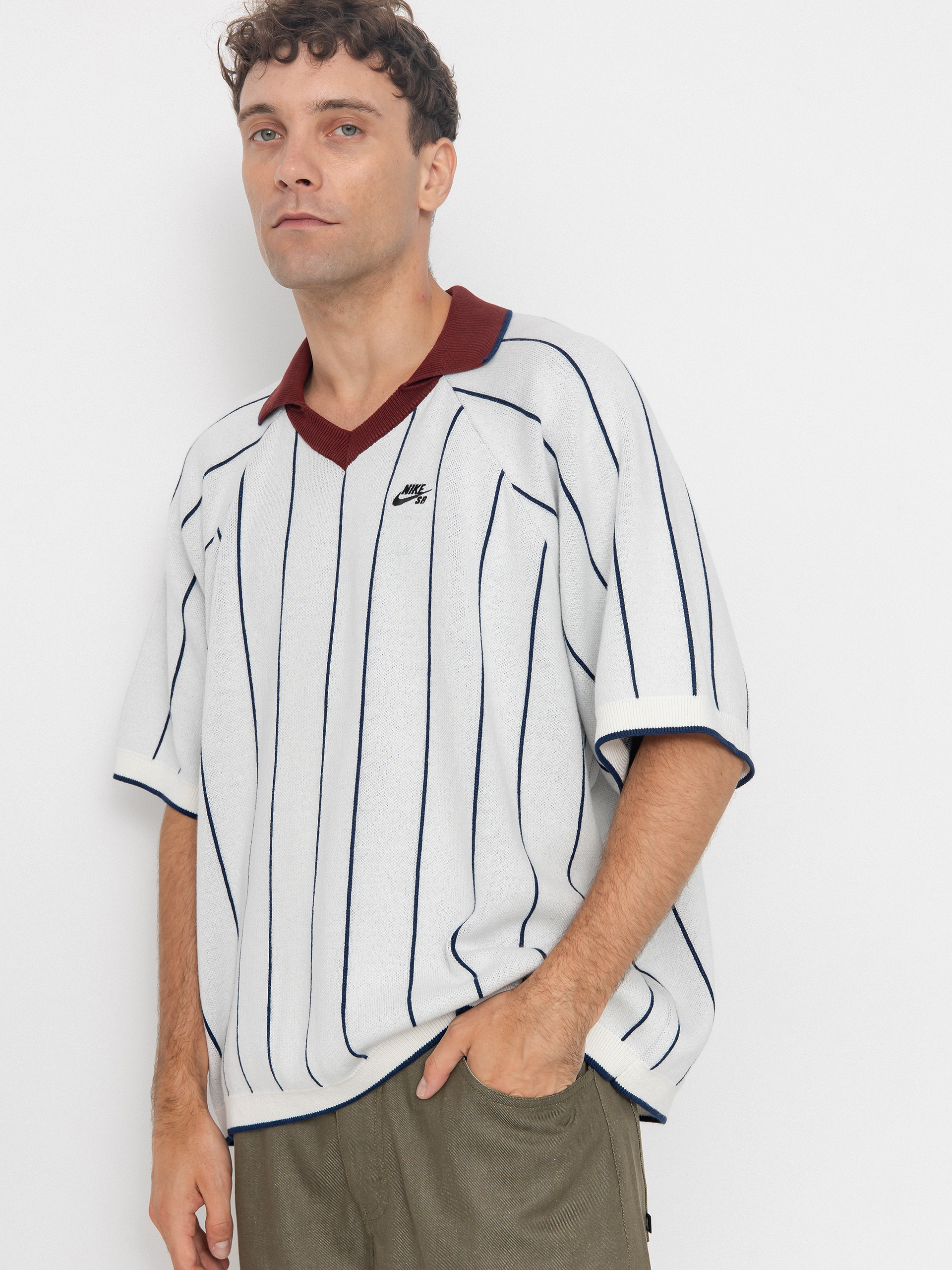 Nike SB Polo T-shirt Strap Polo Sweat (sail/midnight navy/dark team red)