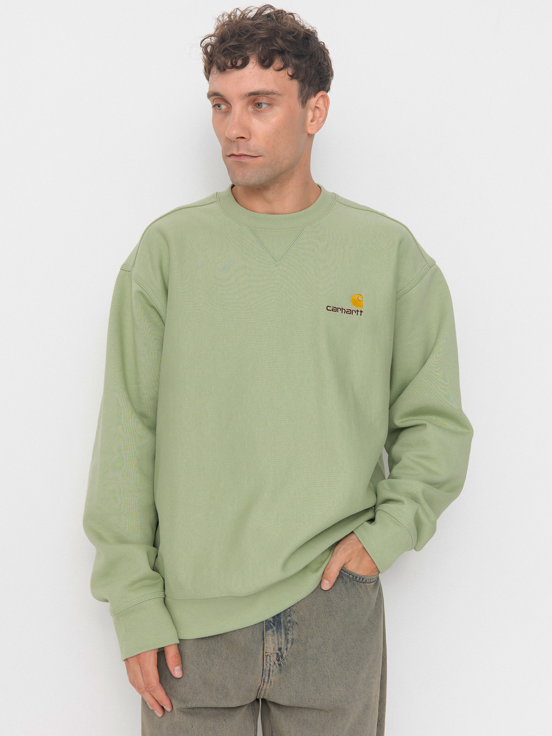 Carhartt WIP American Script Sweatshirt (pale olive)