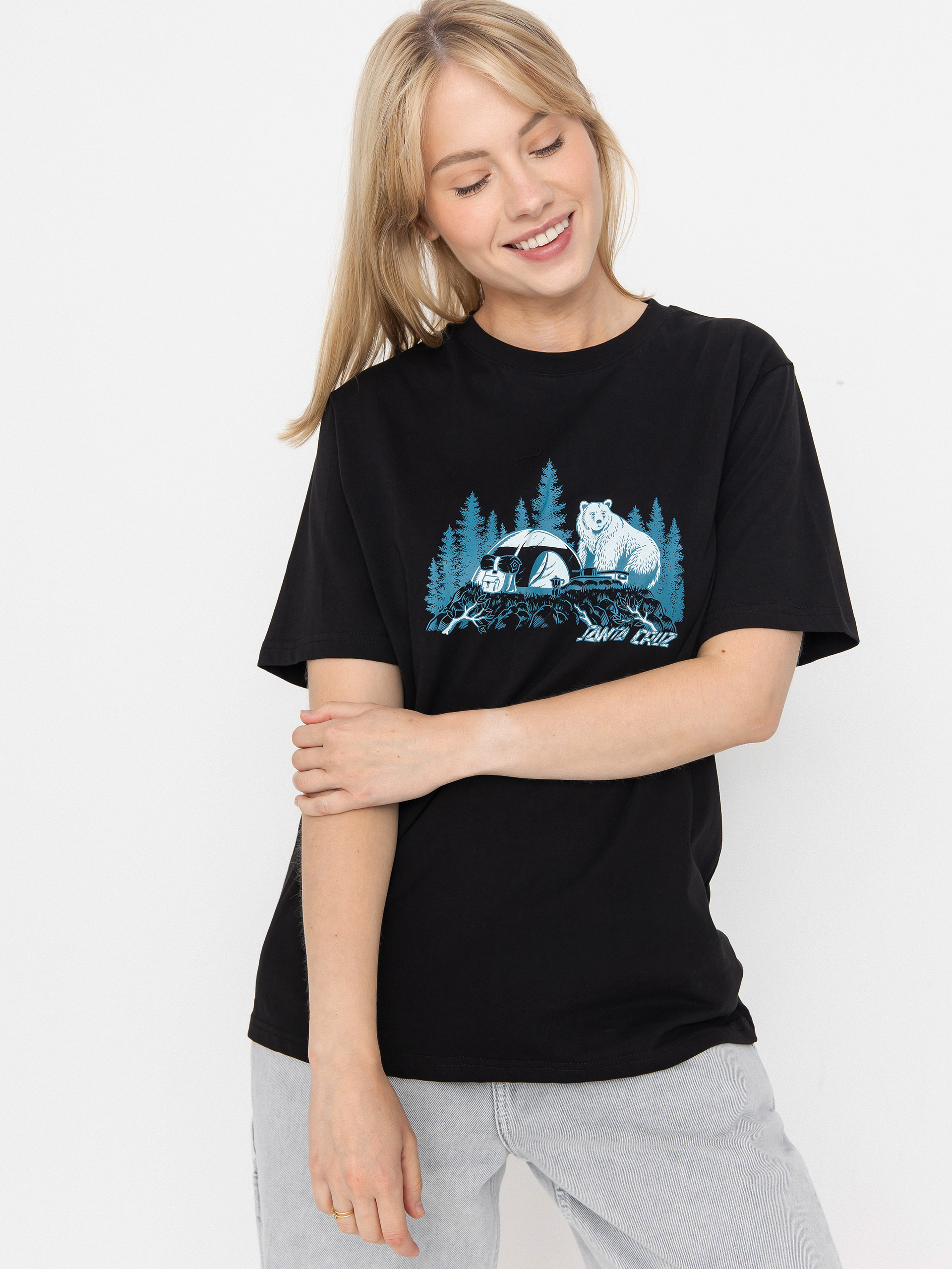 Santa Cruz Woodland Mini Strip Front Wmn T-Shirt (black)