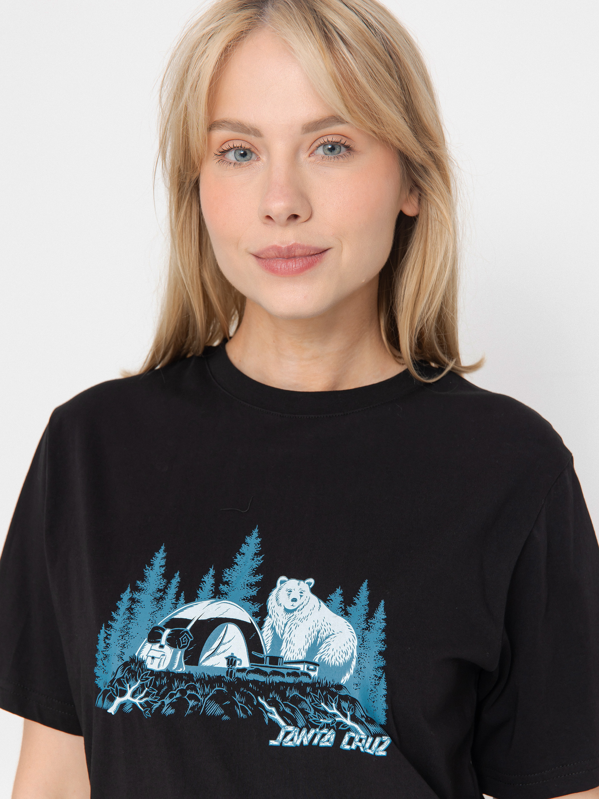 Santa Cruz Woodland Mini Strip Front Wmn T-Shirt (black)