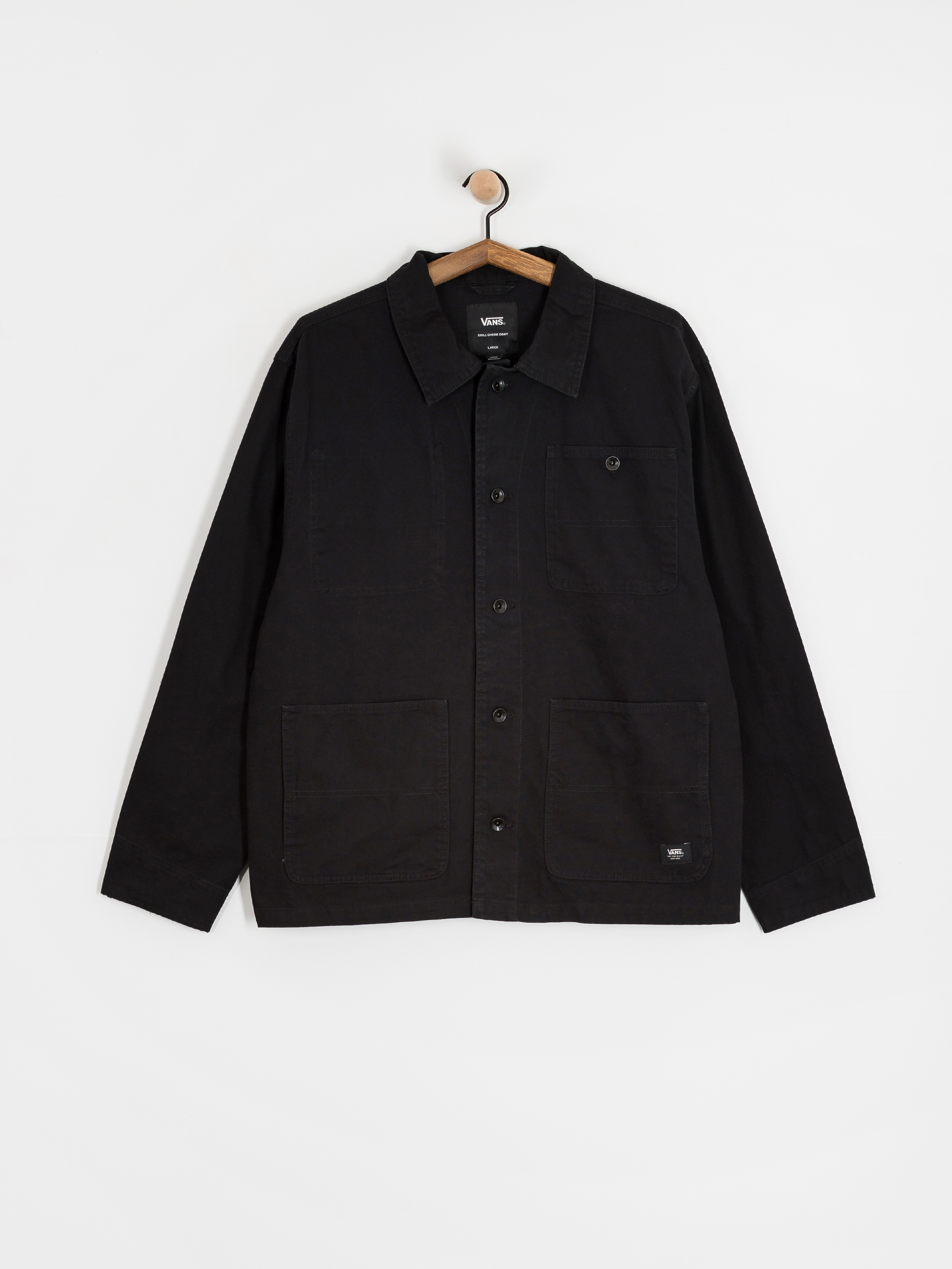 VANS ブラック　アウター　ジャケット L Vans Off The Wall Windbreaker Black Jacket Button Up Men's