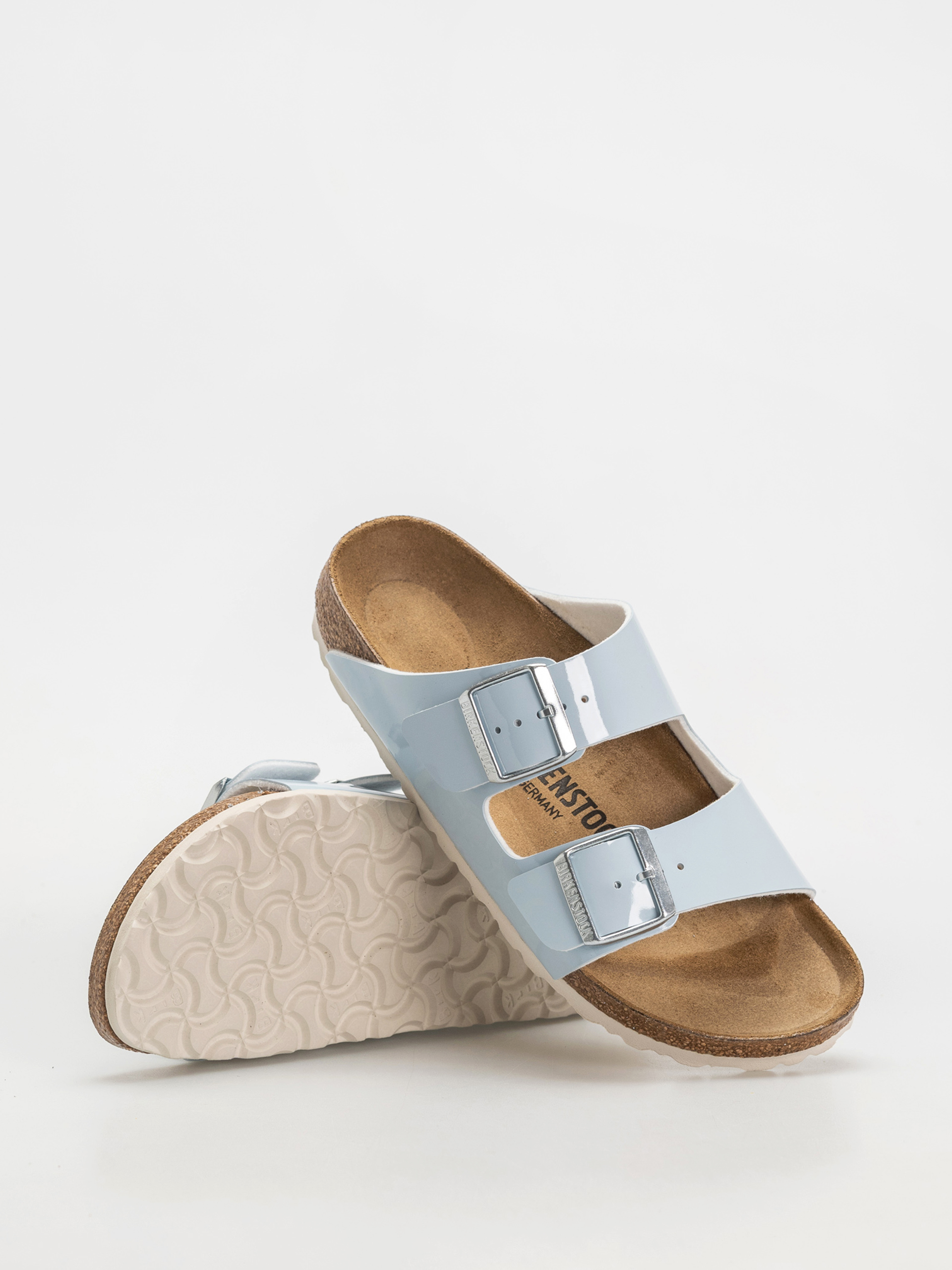 Birkenstock Arizona Briko Flor Narrow Wmn Flip Flops (patent baby blue)