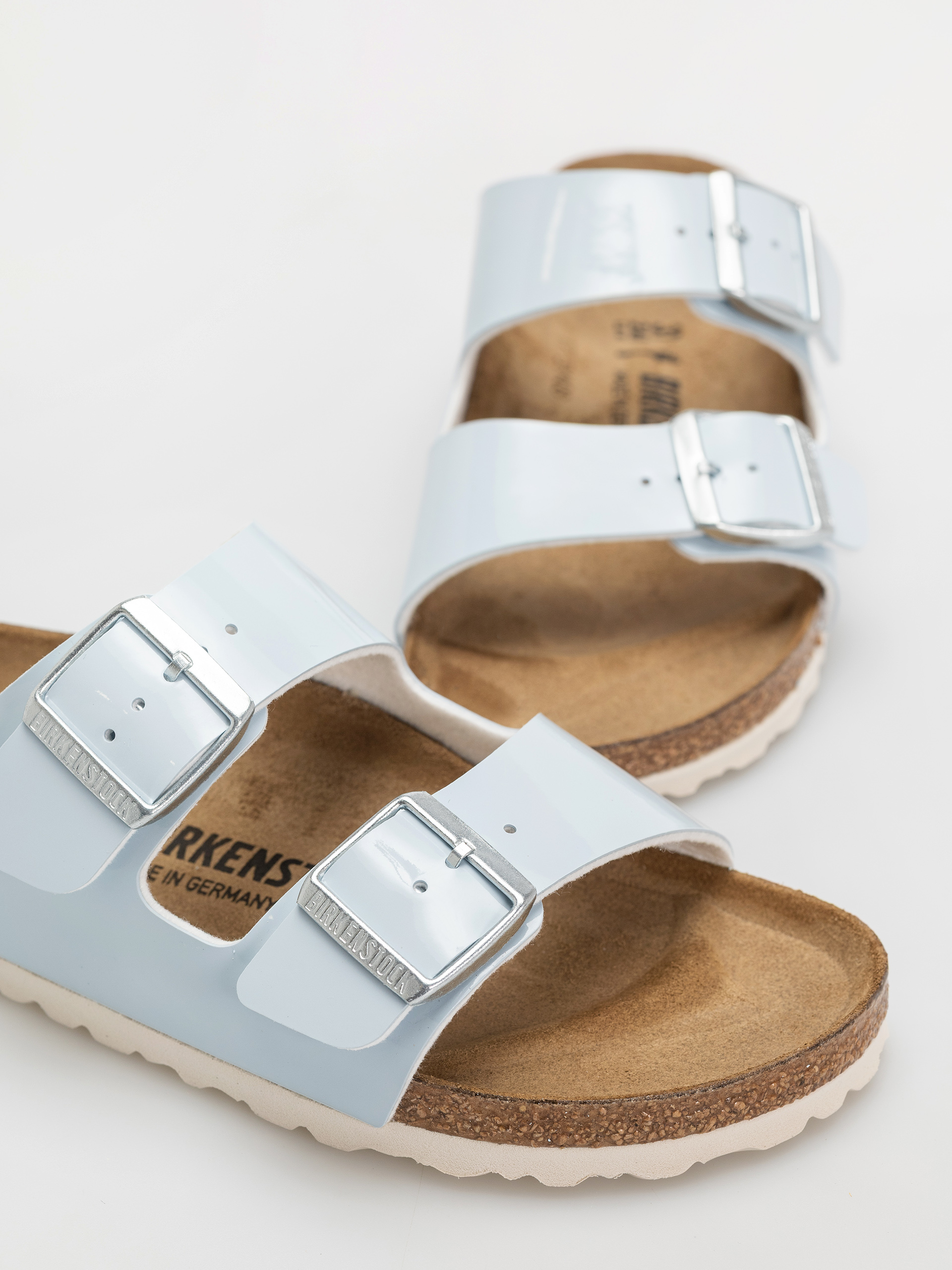 Birkenstock Arizona Briko Flor Narrow Wmn Flip Flops (patent baby blue)