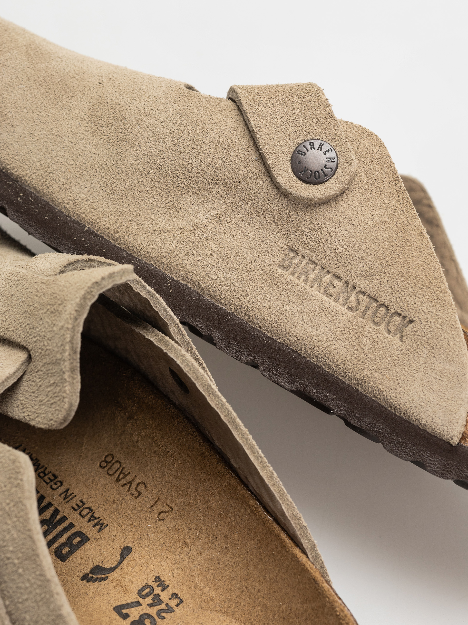 Birkenstock Boston Suede Leather Narrow Wmn Flip-flops (taupe)