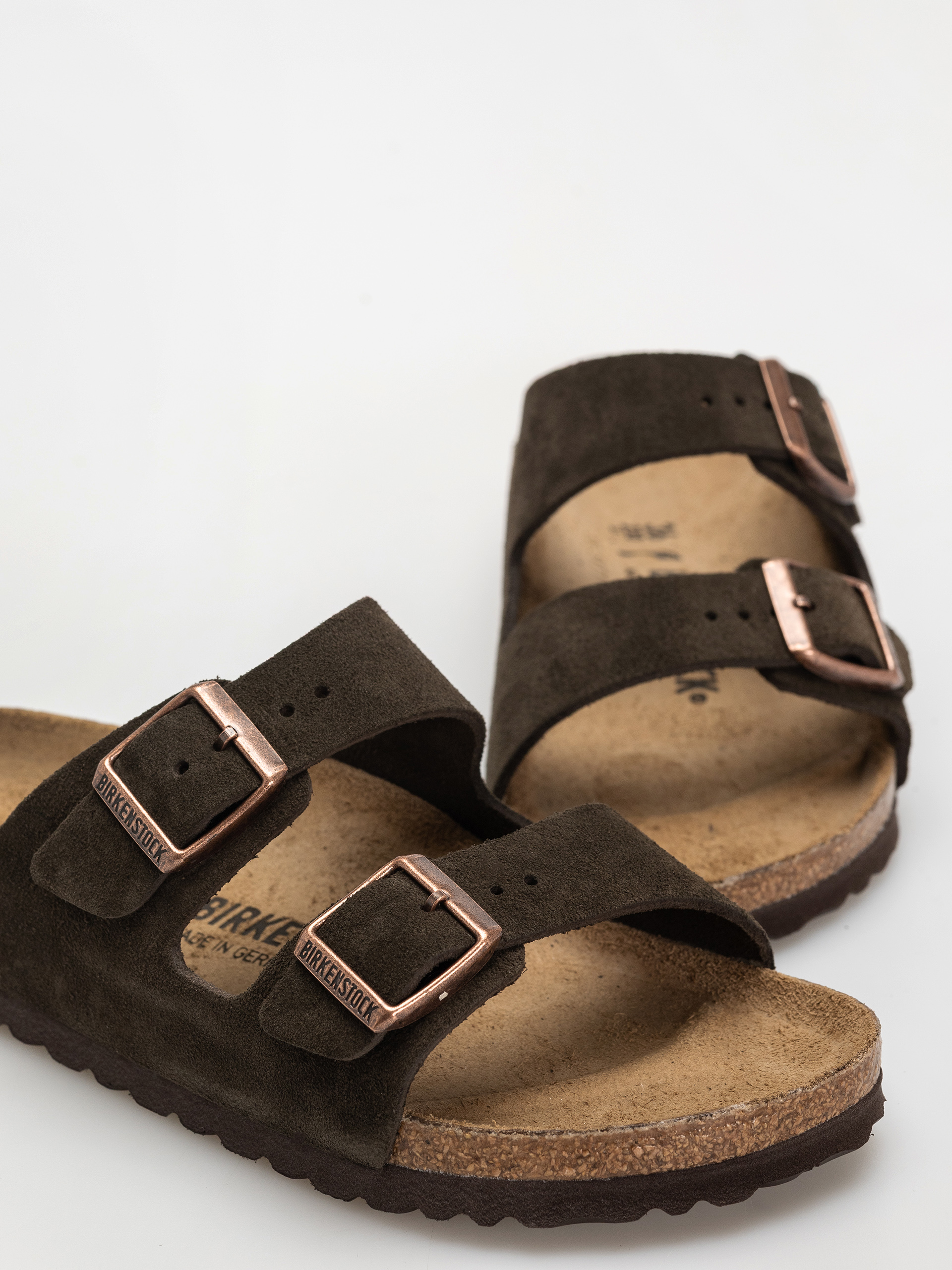 Birkenstock Arizona Suede Leather Narrow Wmn Flip Flops (mocca)
