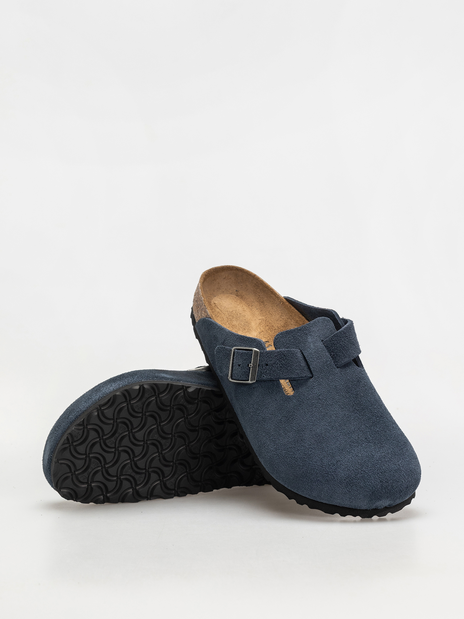 Birkenstock Boston Suede Leather Regular Flip-flops - navy blue