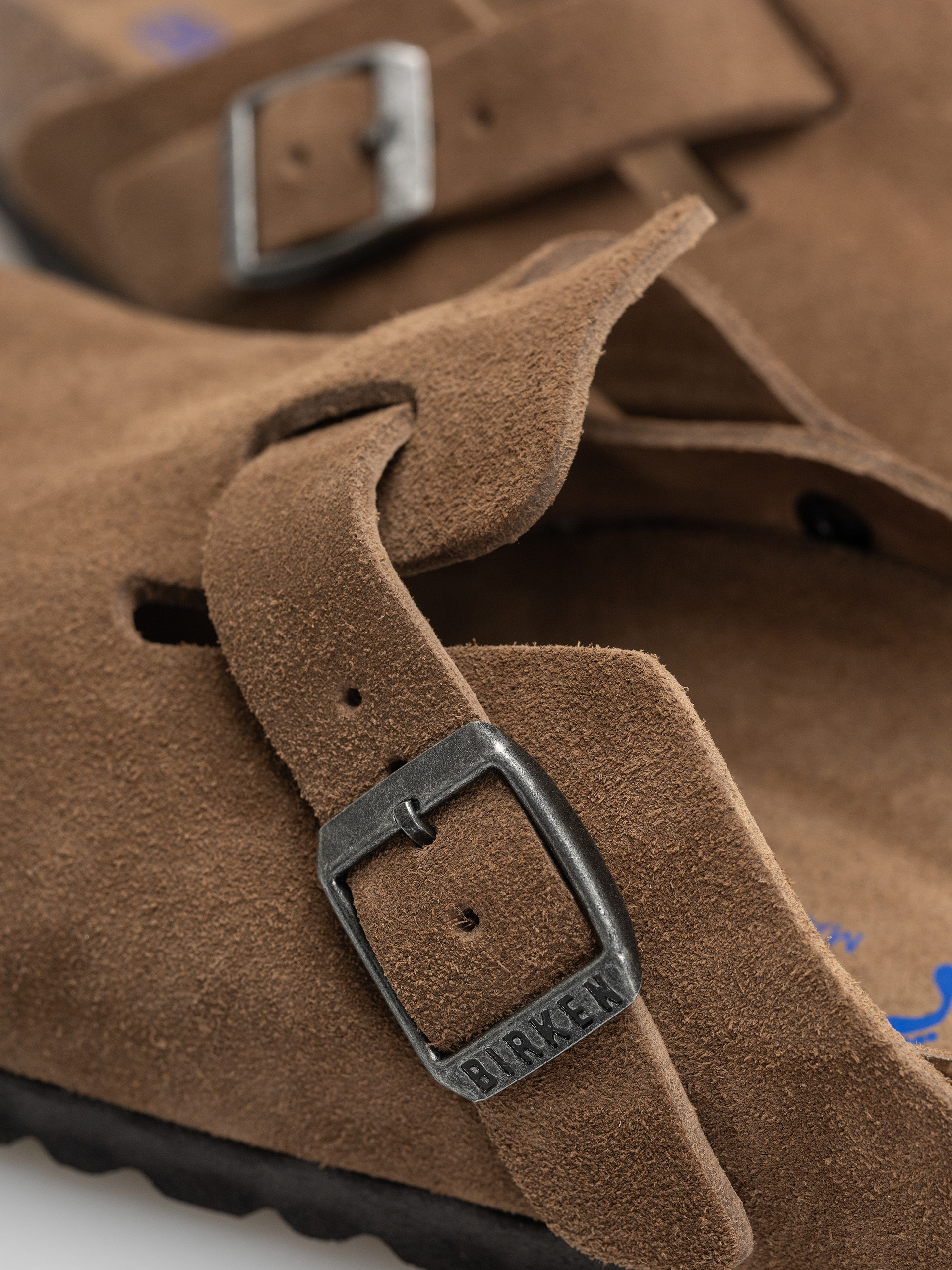 Birkenstock Boston SFB Suede Leather Narrow Wmn Flip Flops (dark tea)