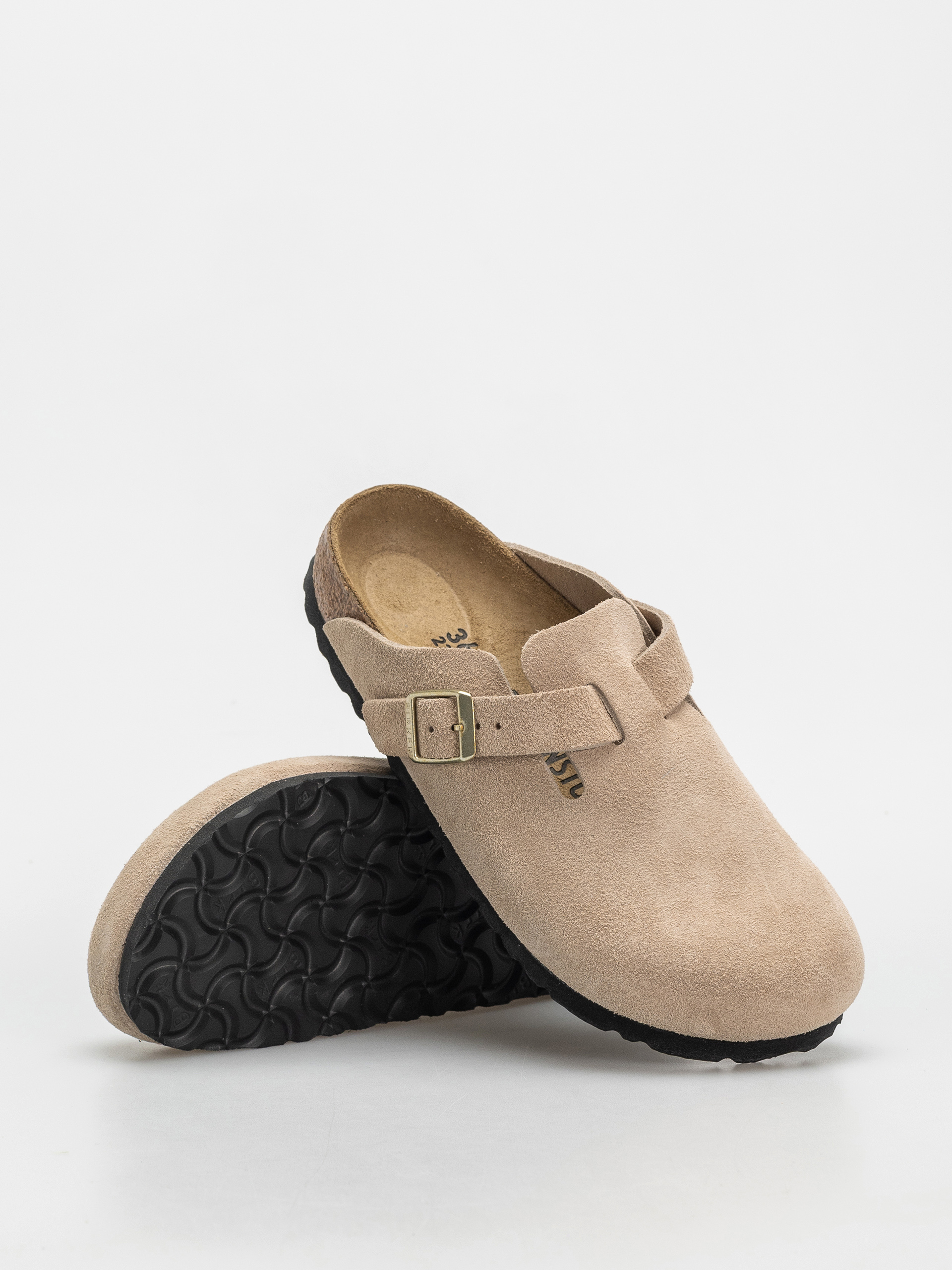 Birkenstock Boston Suede Leather Narrow Wmn Flip-flops - beige