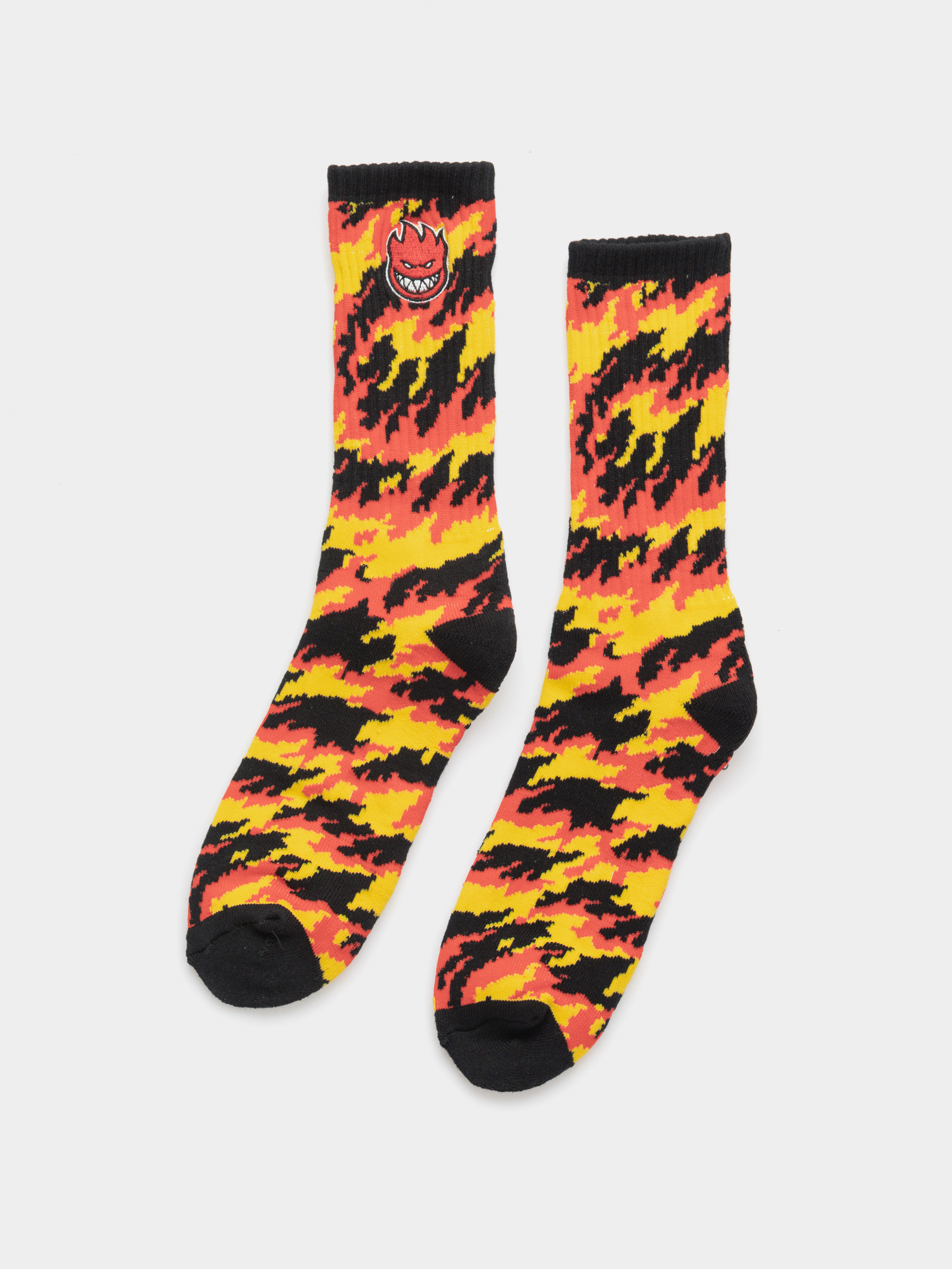 Spitfire Bighead Fill Emb Flames Crew Socks (red/yellow/black)