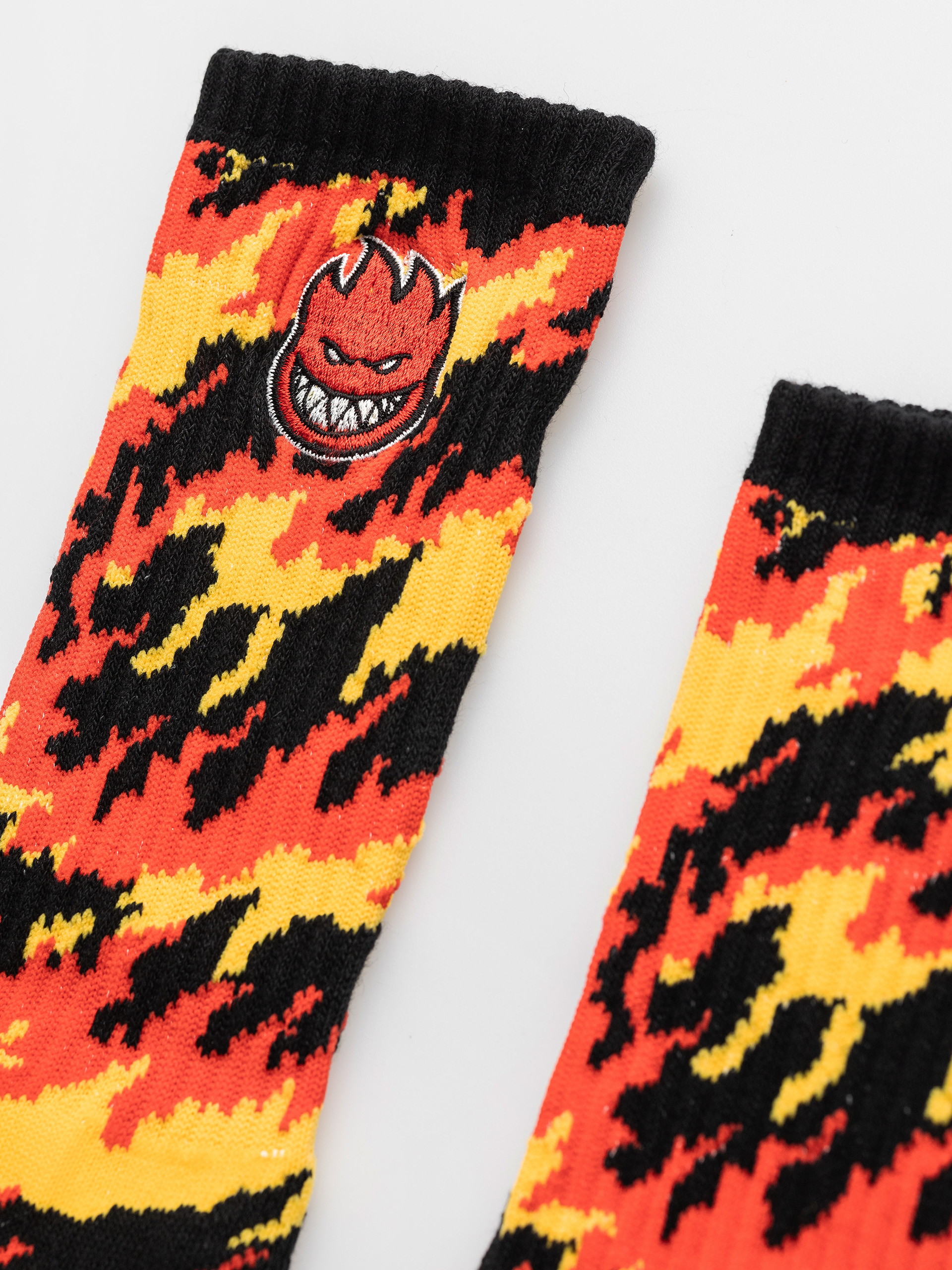Spitfire Bighead Fill Emb Flames Crew Socken (red/yellow/black)