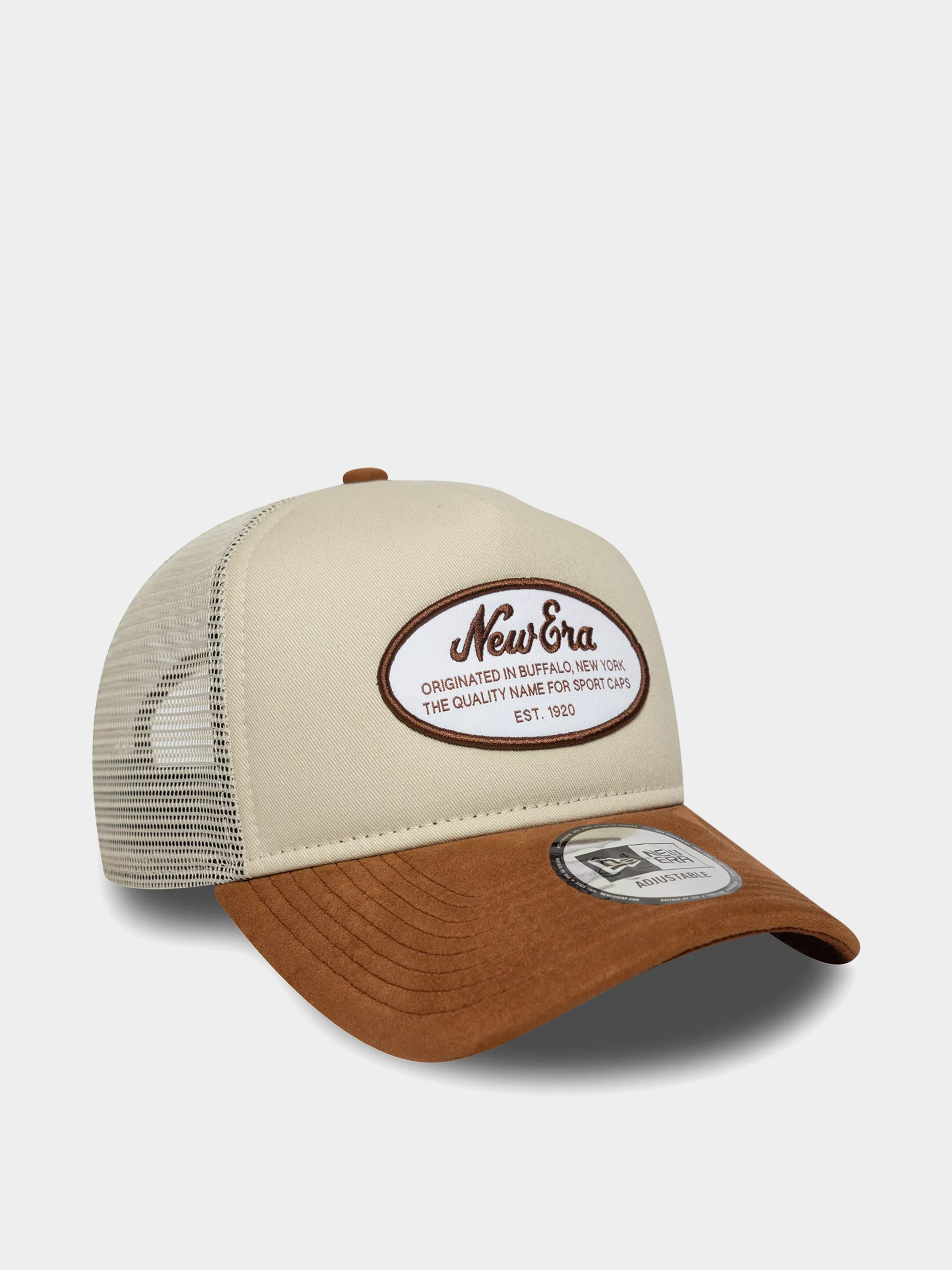 New Era Cap Oval Patch Suede Trucker (stone/brown)