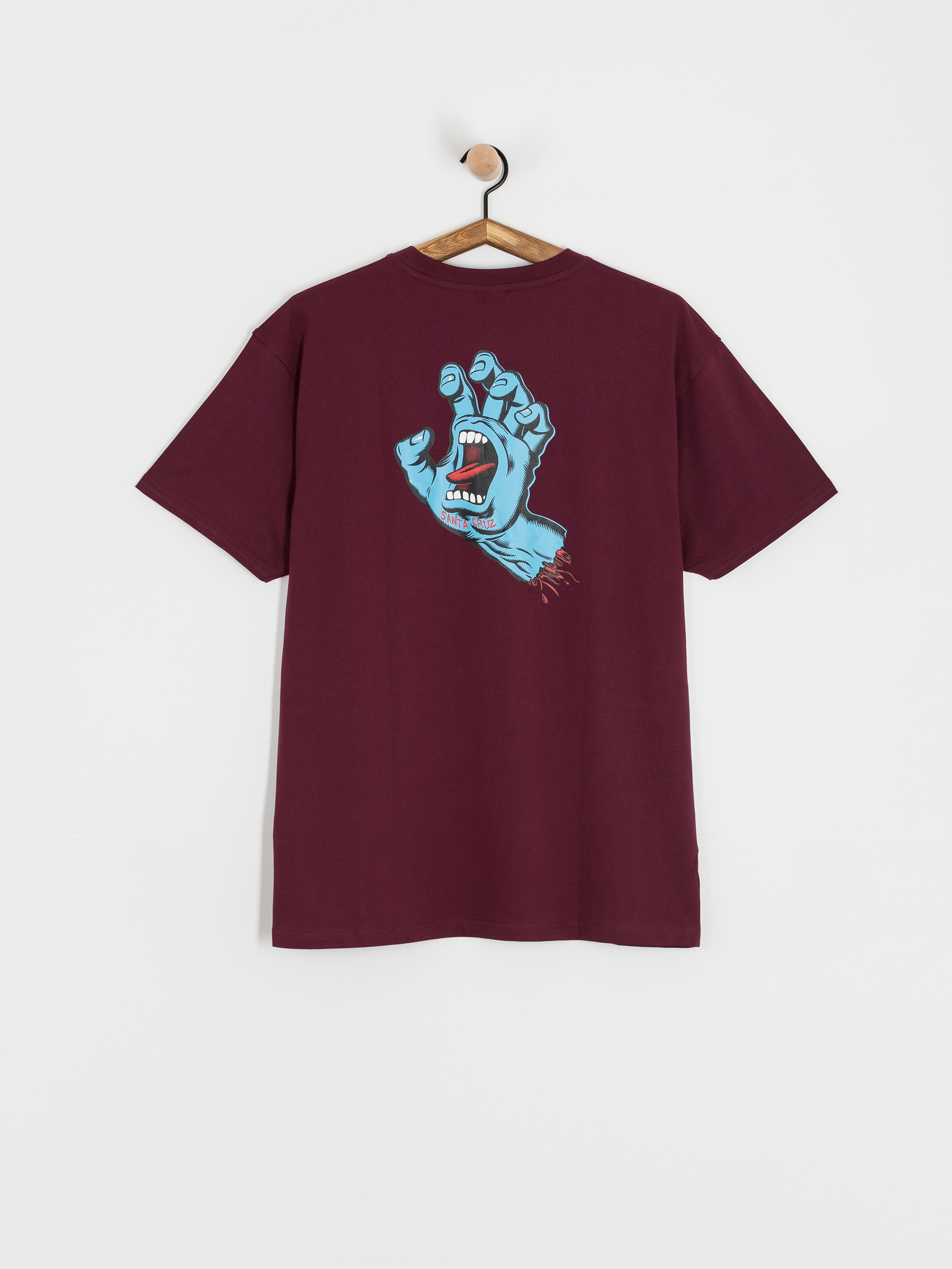 Santa Cruz Screaming Hand Chest T-Shirt (dark cherry)
