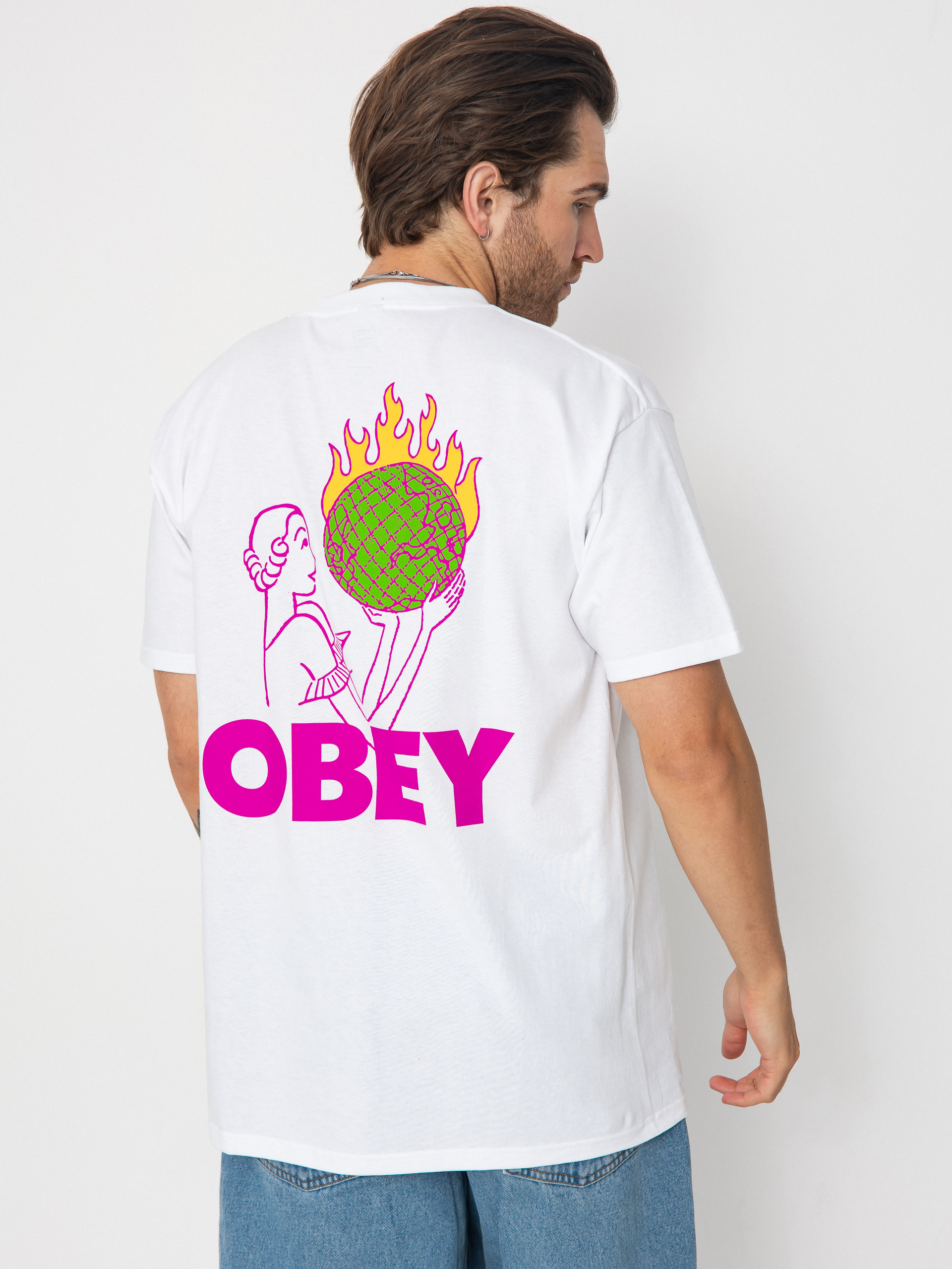 OBEY Obey World In Flames T-Shirt (white)