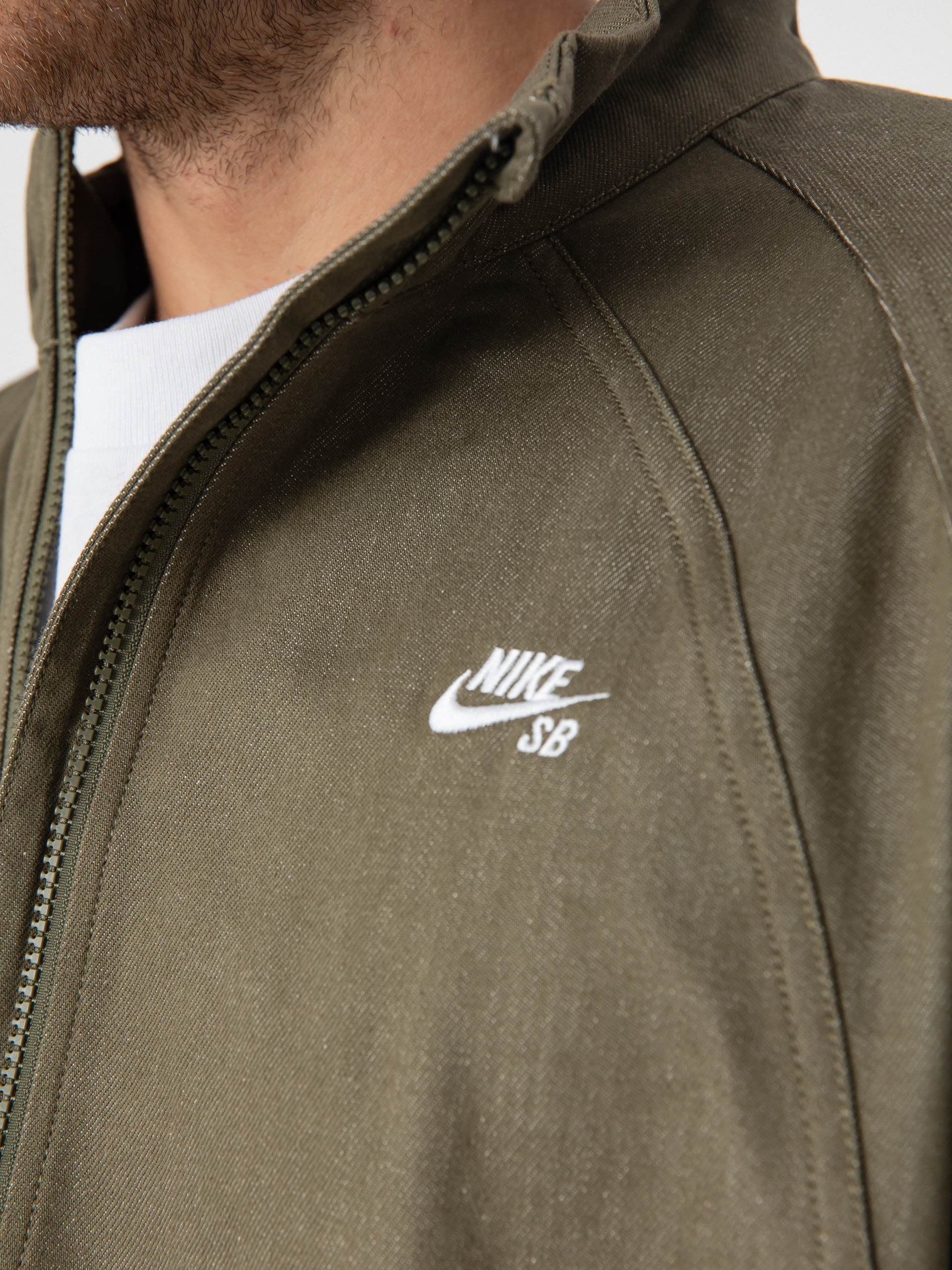 Nike SB Denim FZ Trak Jacket (medium olive/white)
