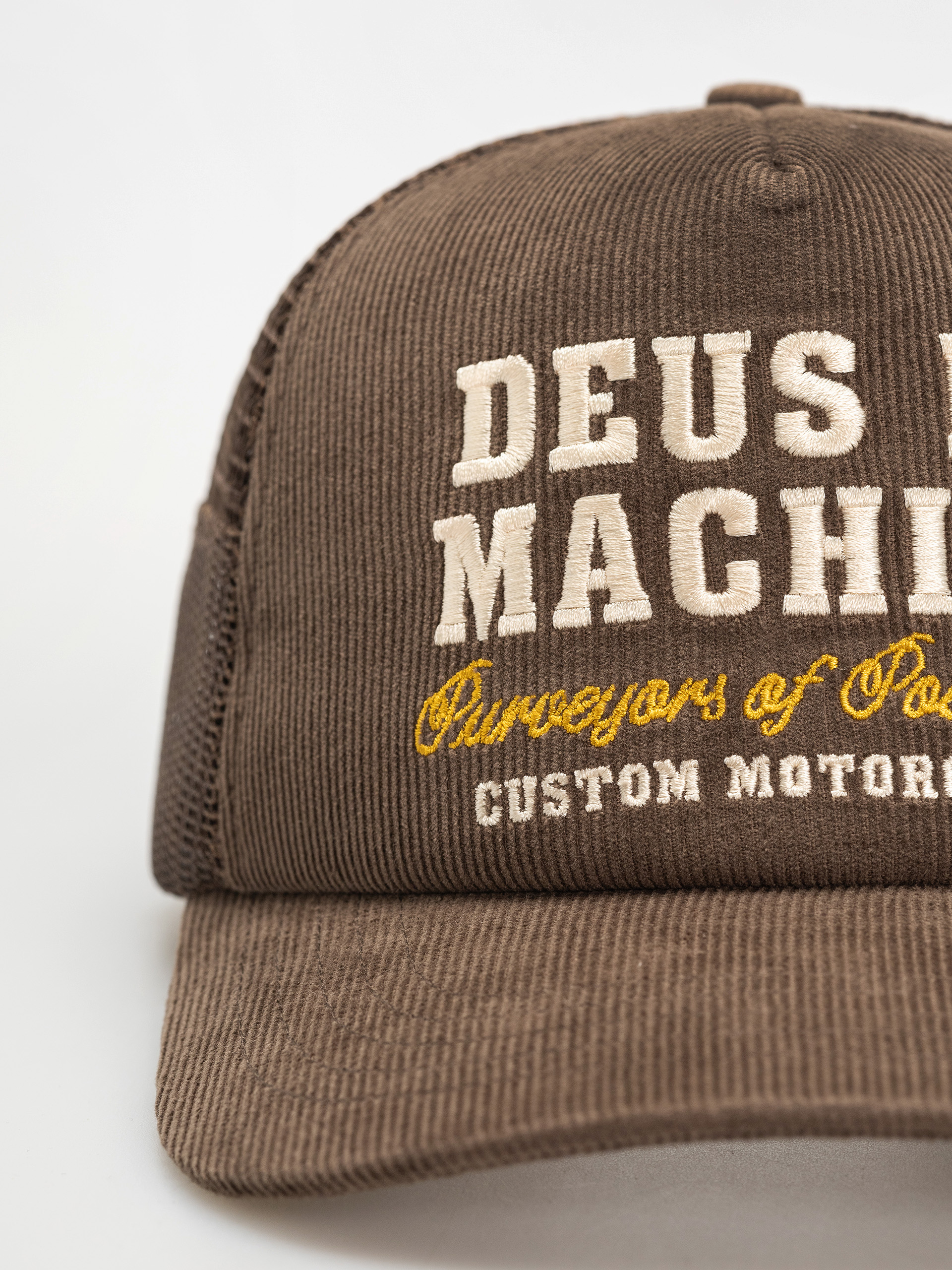 Deus Ex Machina Gumshoe Cord Trucker Cap (potting brown)