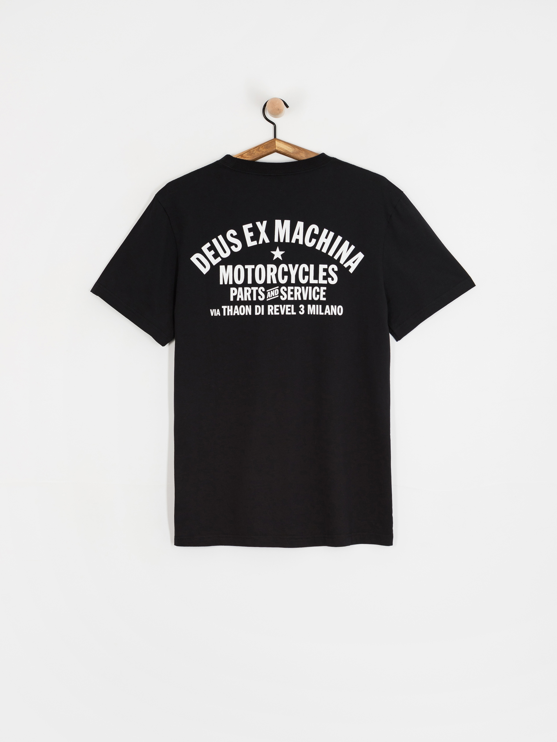 Deus Ex Machina Milano Black Uomo – Maglietta In Cotone 100% Con Stampa Fronte/Retro, Vestibilità Regolare, Nero