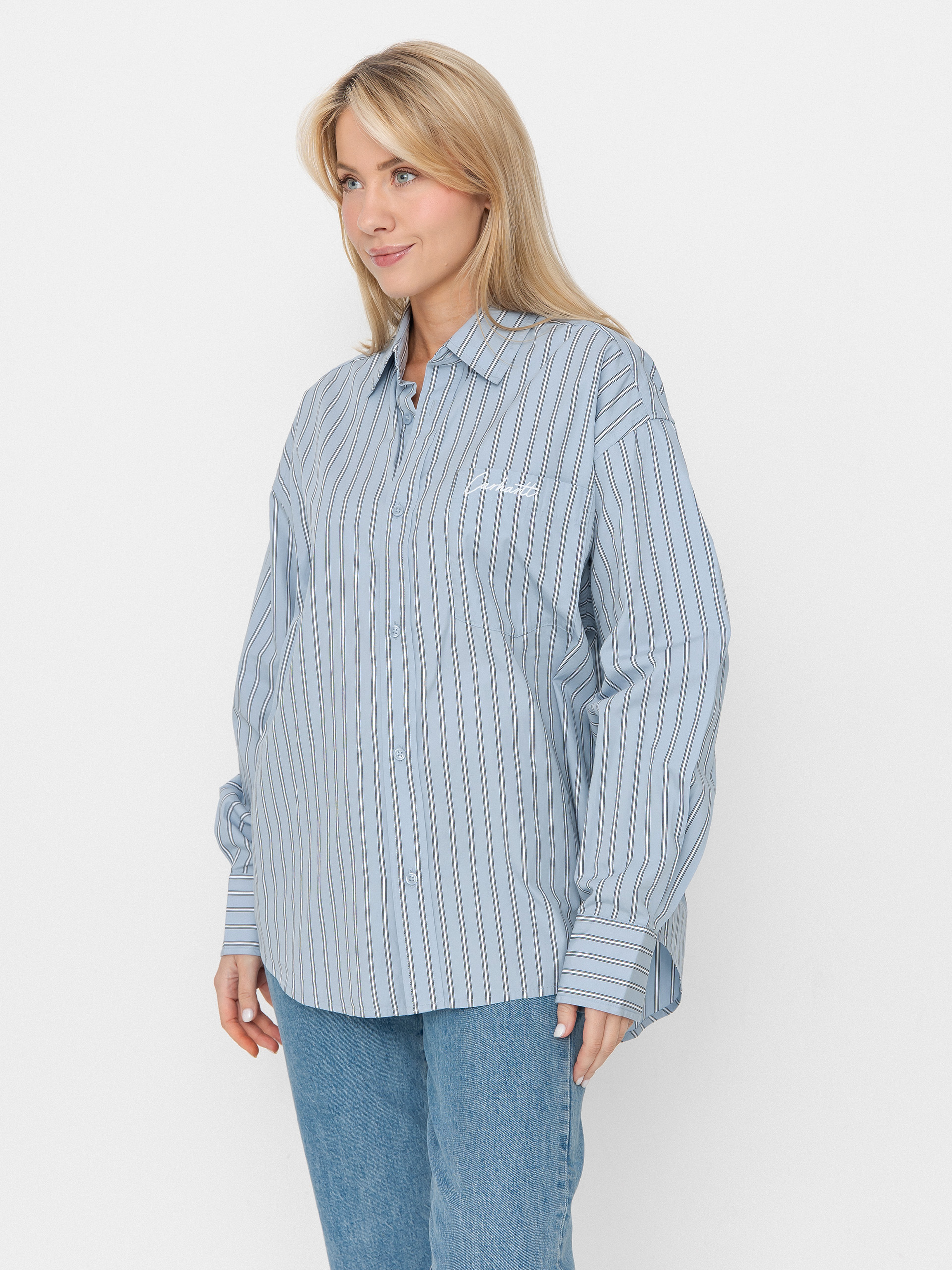 Carhartt WIP Grimsby Wmn Hemd (grimsby stripe/blue fog)