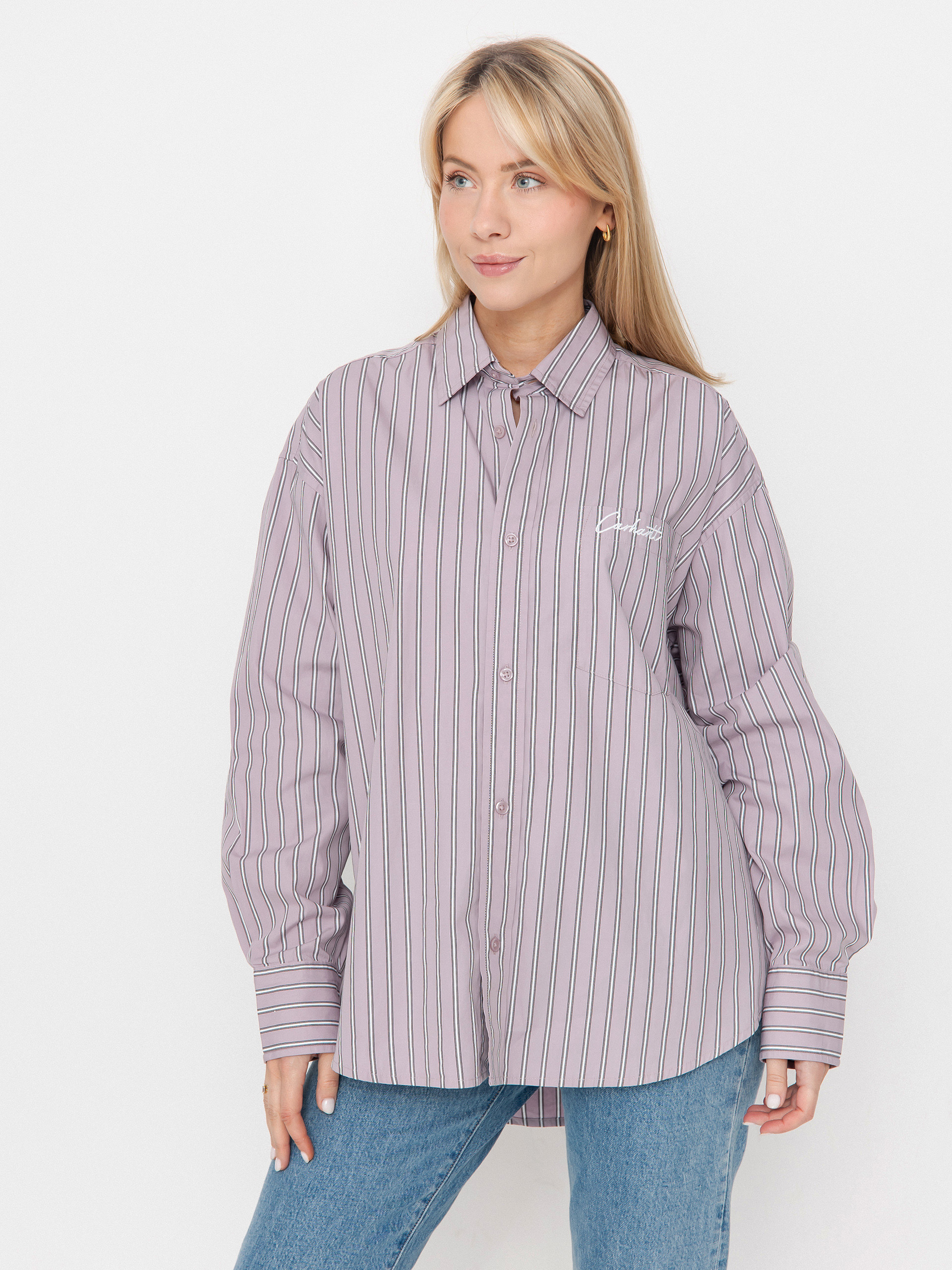 Carhartt WIP Grimsby Wmn Hemd (grimsby stripe/pink fog)