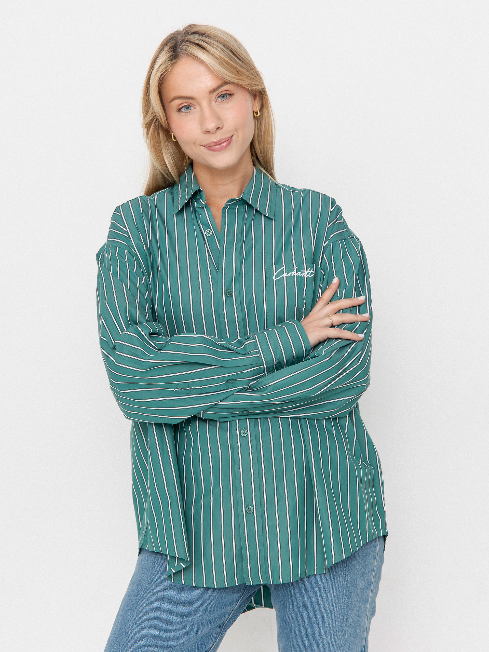 Carhartt WIP Grimsby Wmn Shirt (grimsby stripe/saguaro)