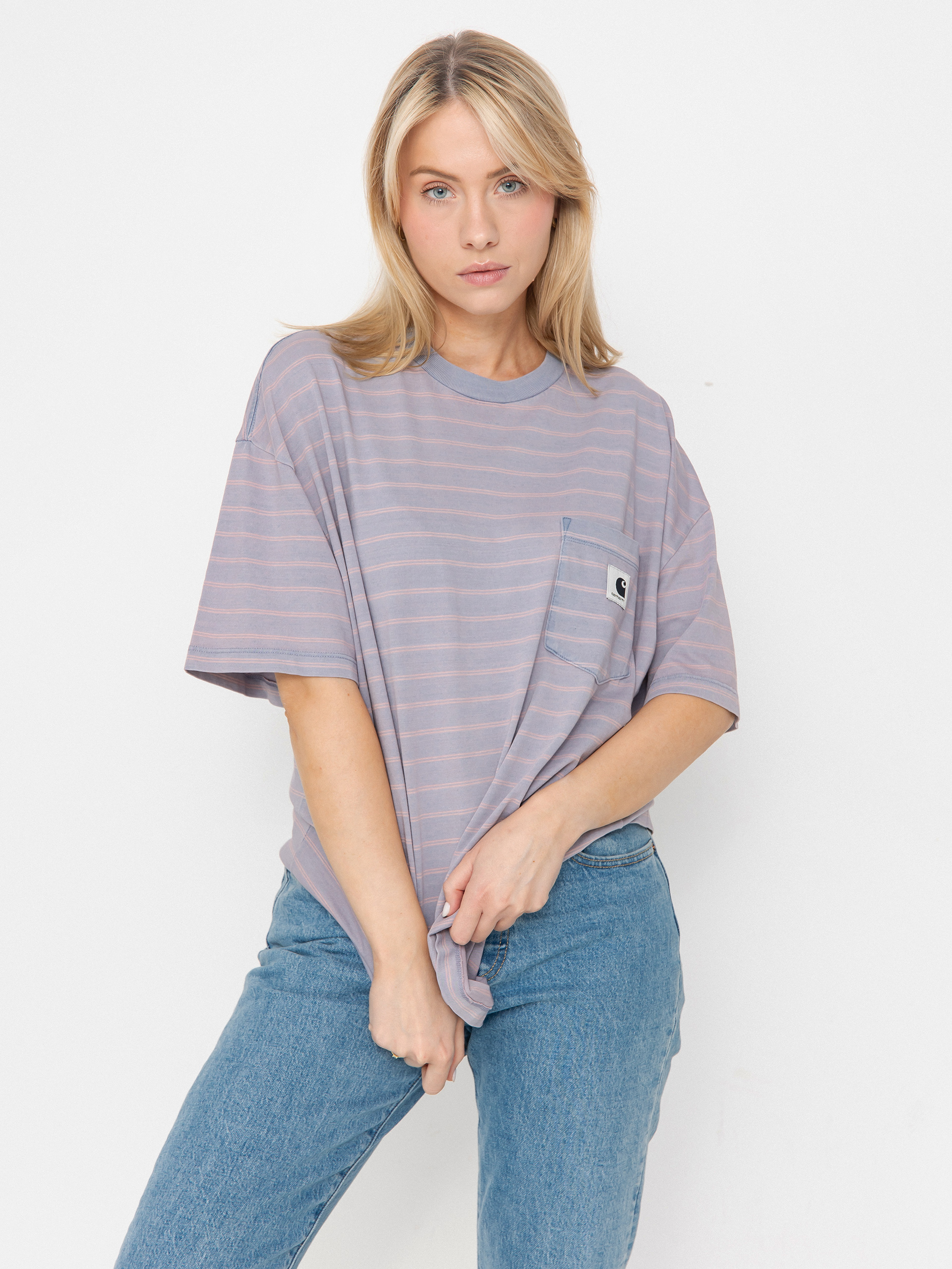 Carhartt WIP Brodina Wmn T-Shirt (brodina stripe/hortensia/indigo overdyed)
