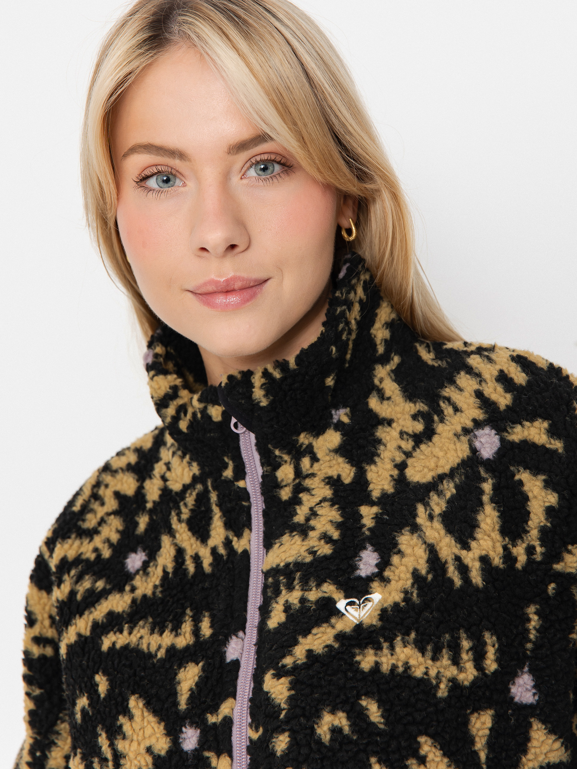 Damen Roxy Fleece Jacke Boundless Spirit Zippered (anthracite big flowers)