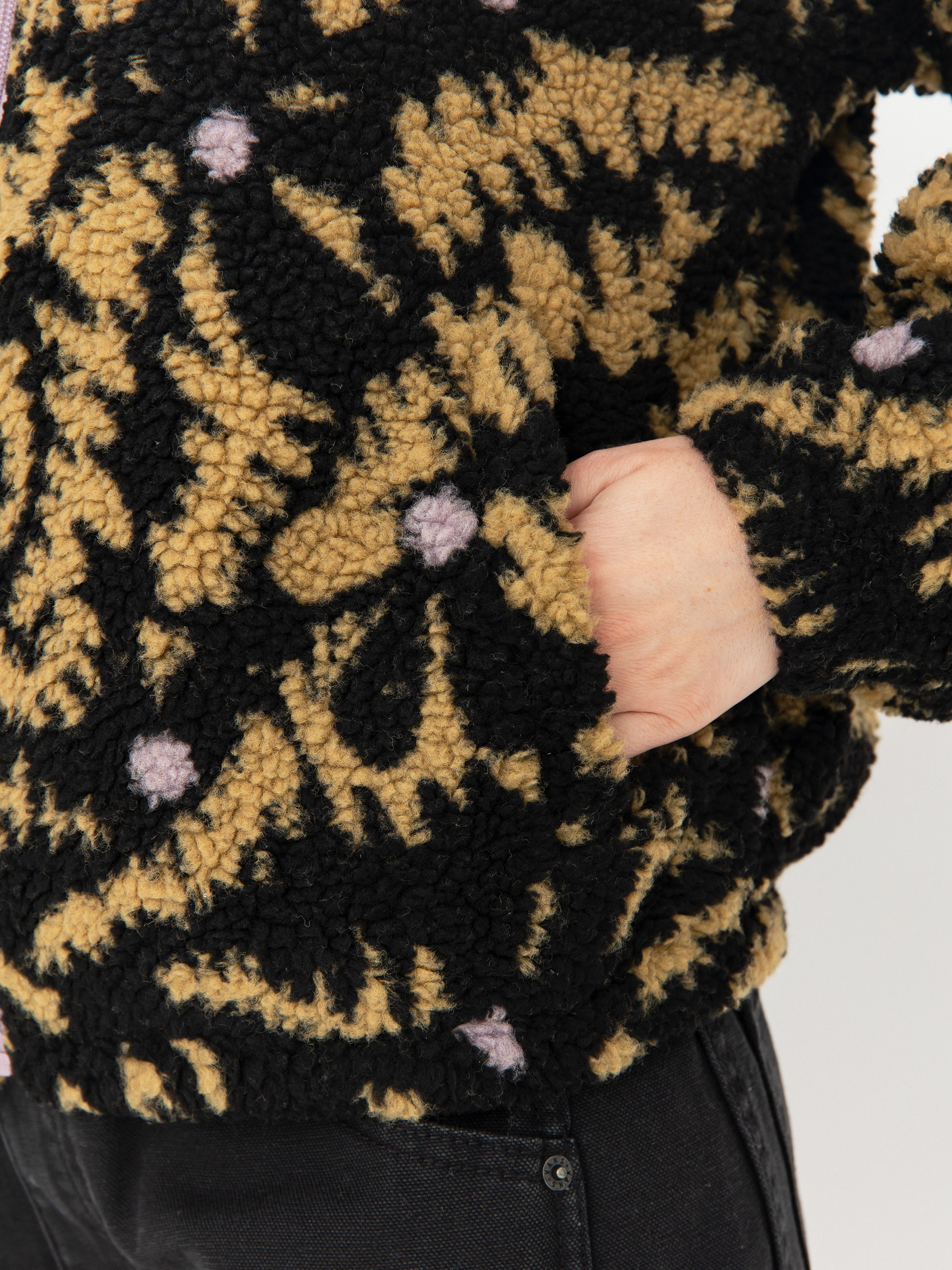 Damen Roxy Fleece Jacke Boundless Spirit Zippered (anthracite big flowers)