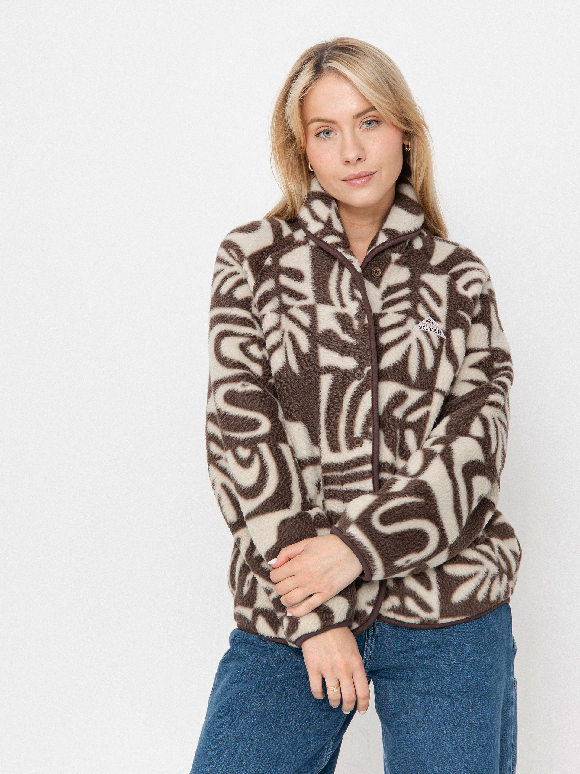 Damen Quiksilver Fleece Jacke Chalok Sherpa (chocolate brown chalok checker)