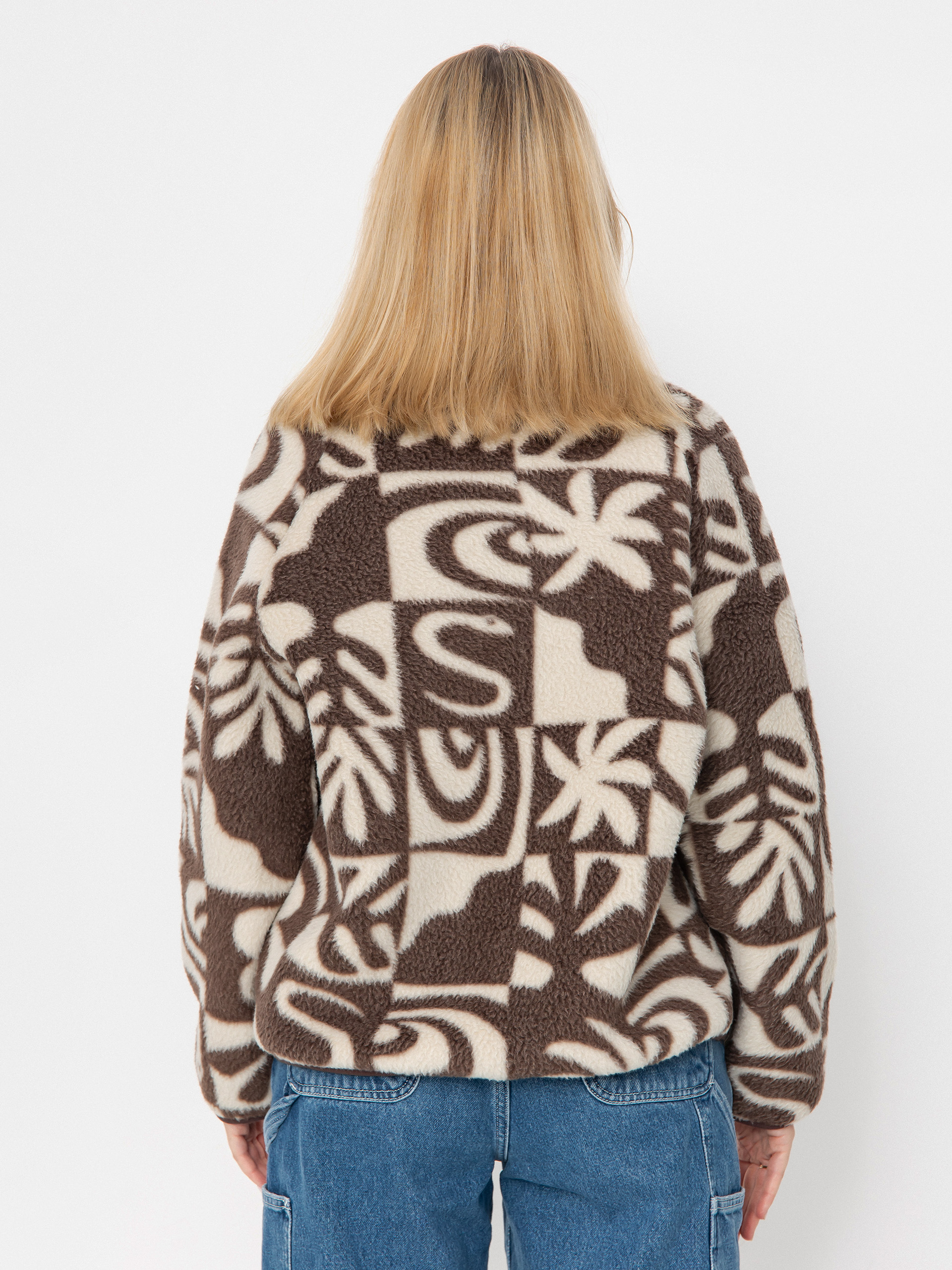 Damen Quiksilver Fleece Jacke Chalok Sherpa (chocolate brown chalok checker)