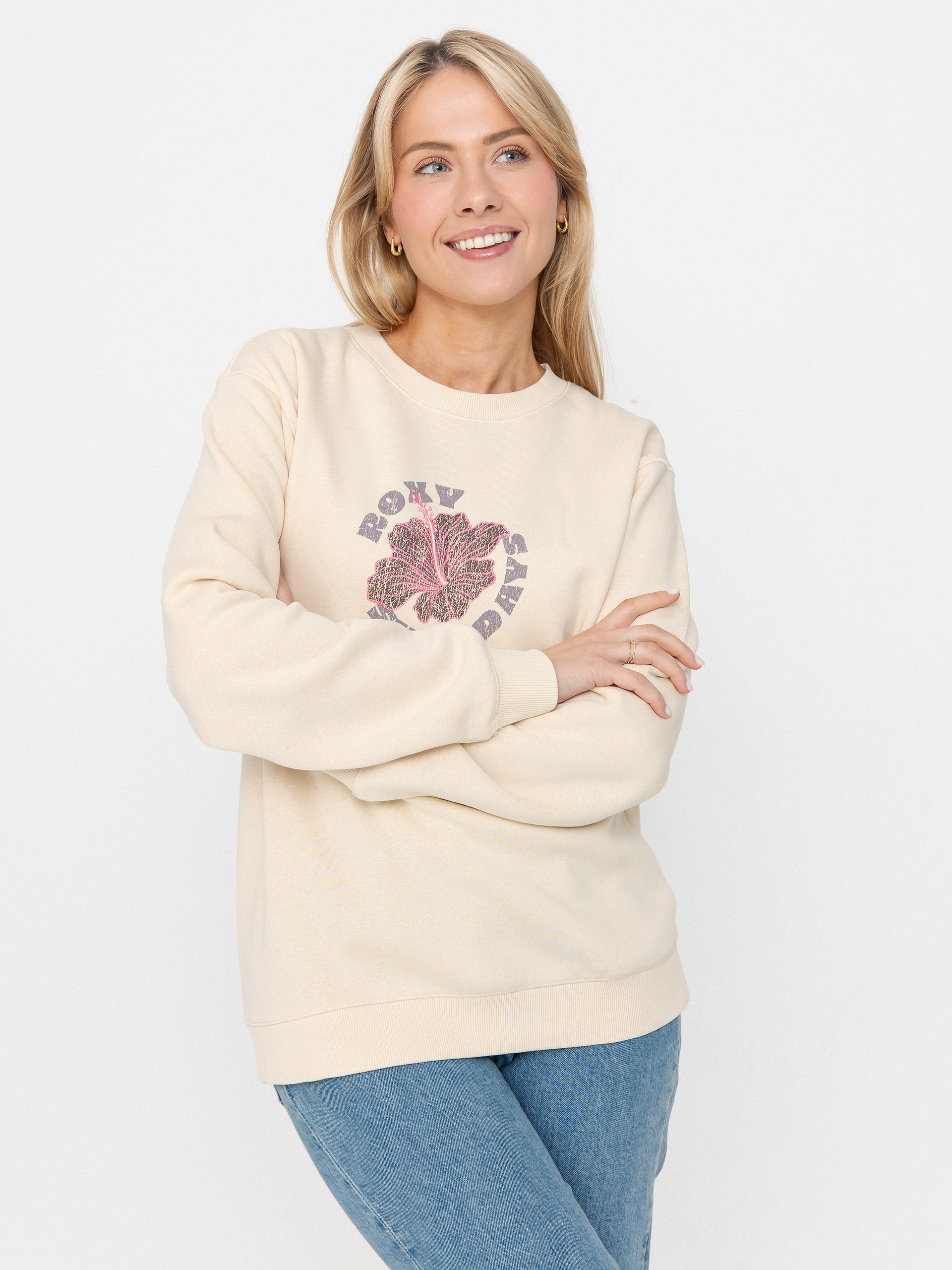 Roxy Sweatshirt Surf Stoked Crew Brushed Vint Wmn (parchment)