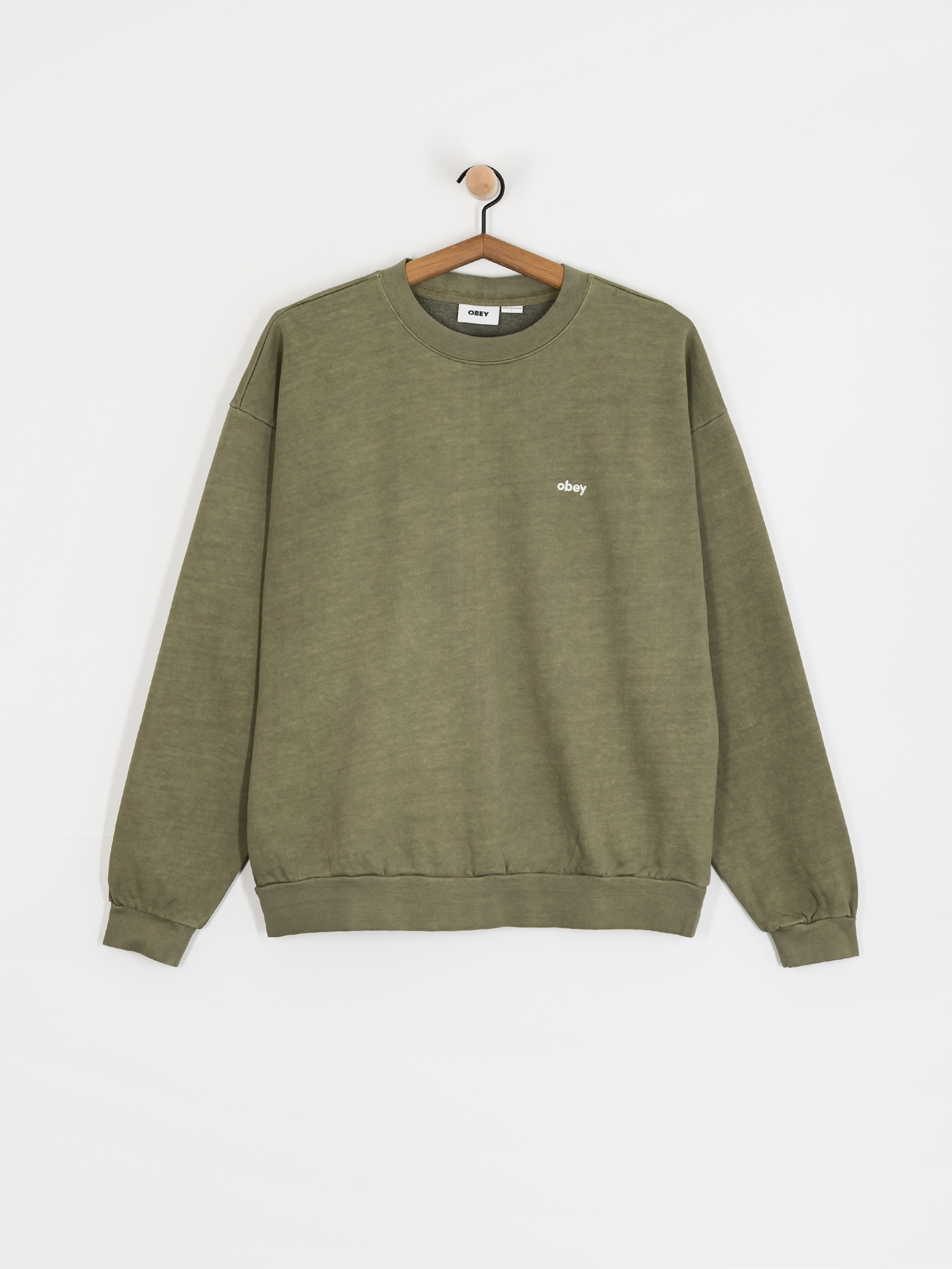 OBEY Lowercase Pigment Crew Sweatshirt (pigment deep lichen green)
