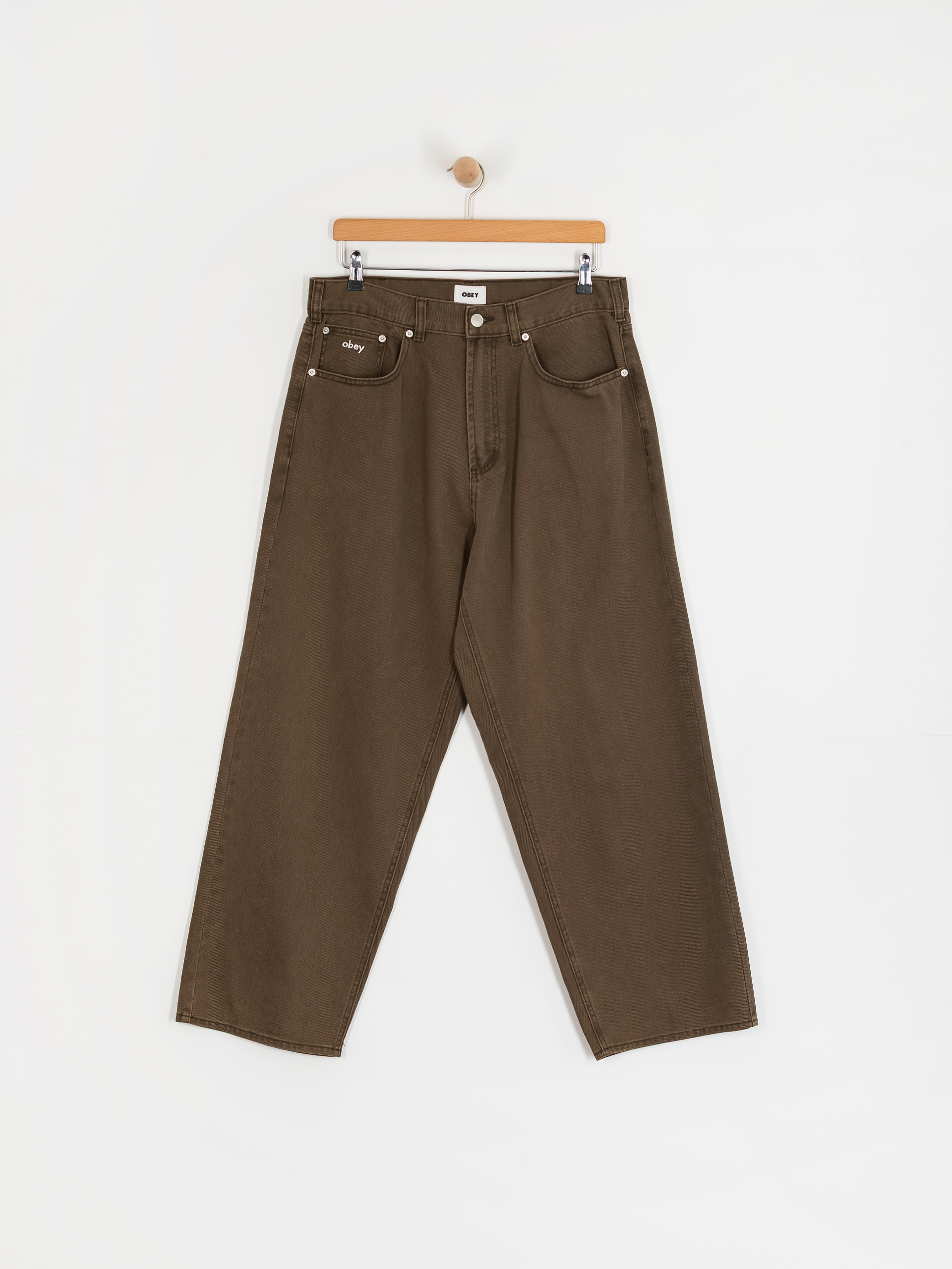 OBEY Bigwig Baggy Denim Pants - brown (wren faded wash)