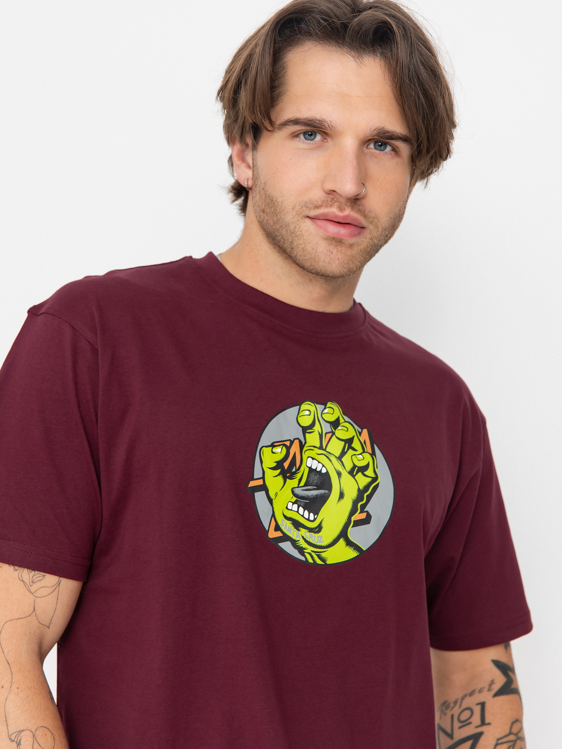 Santa Cruz Hand Dot Front T-Shirt - burgundy (dark cherry)
