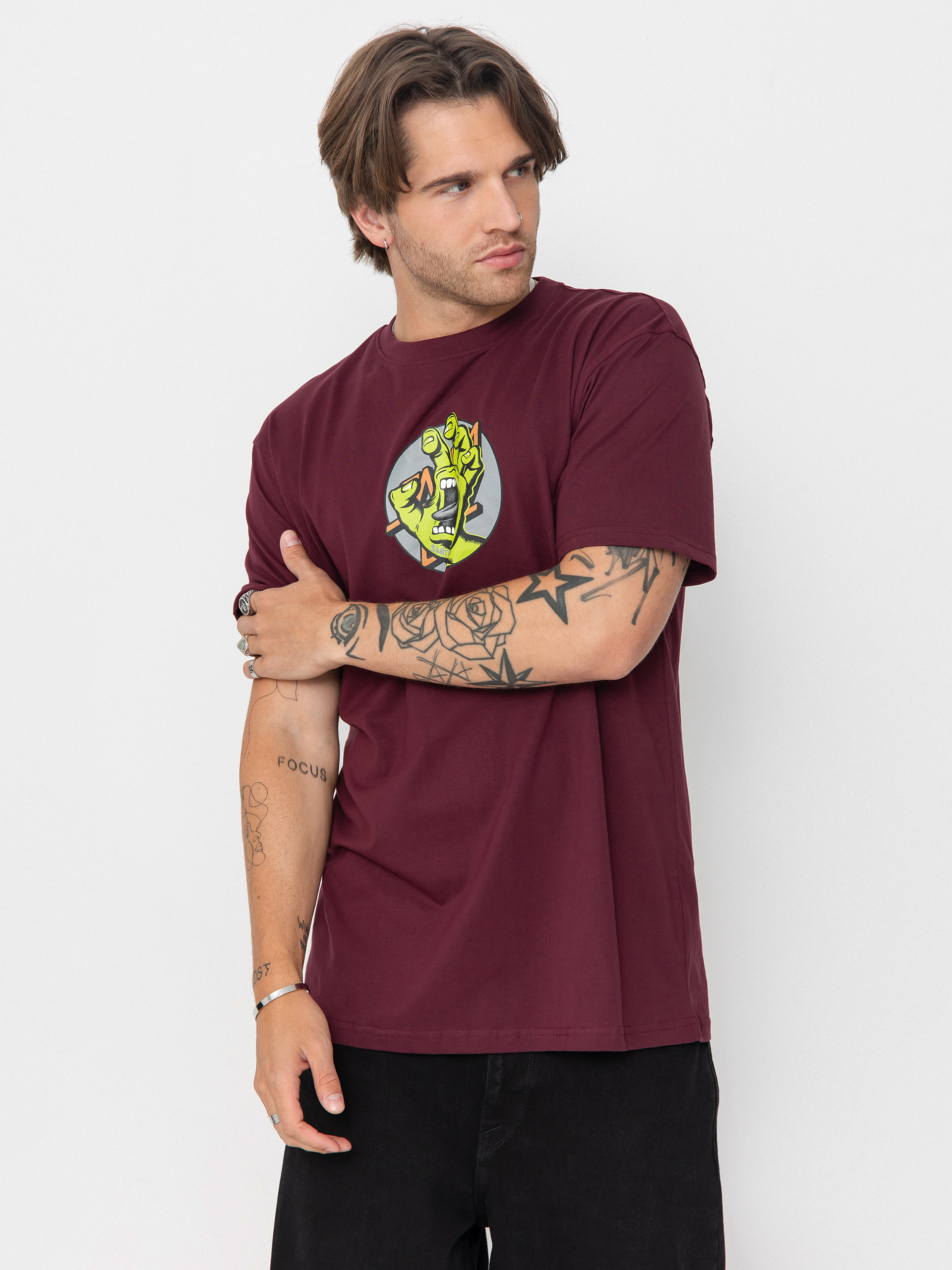 Santa Cruz Hand Dot Front T-Shirt (dark cherry)