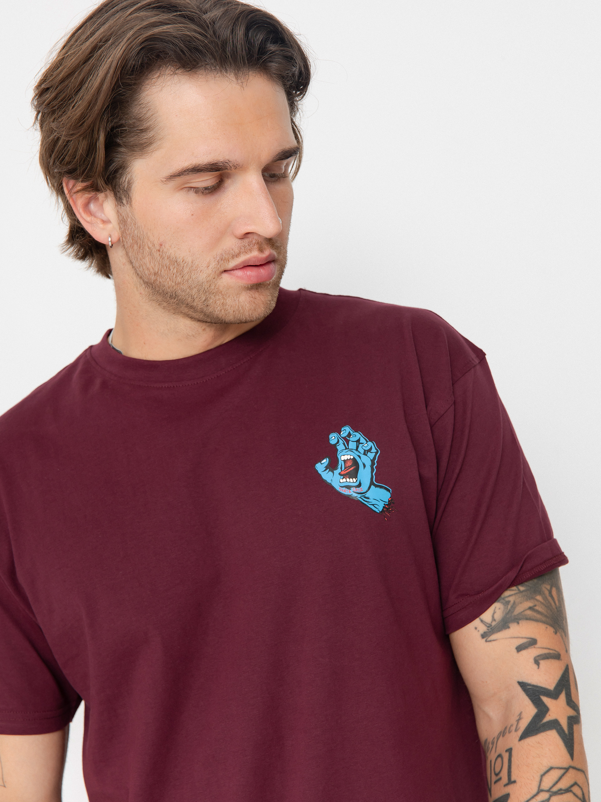 Santa Cruz Screaming Hand Chest T-Shirt (dark cherry)
