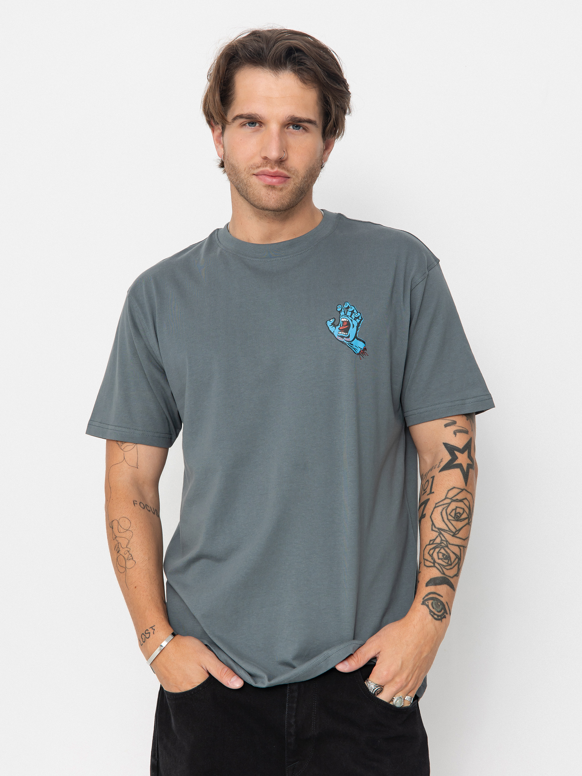 Santa Cruz Screaming Hand Chest T-Shirt - grey (storm grey)