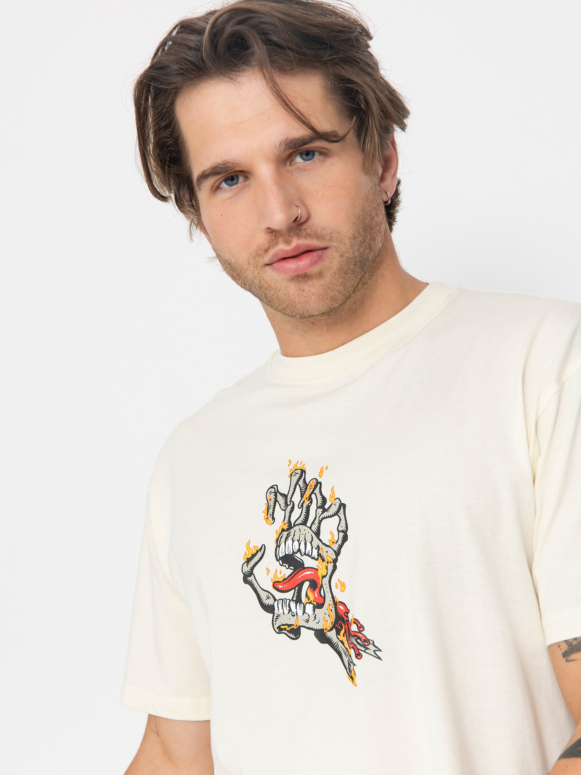 Santa Cruz Burnt Bone Hand T-Shirt (unbleached cotton)
