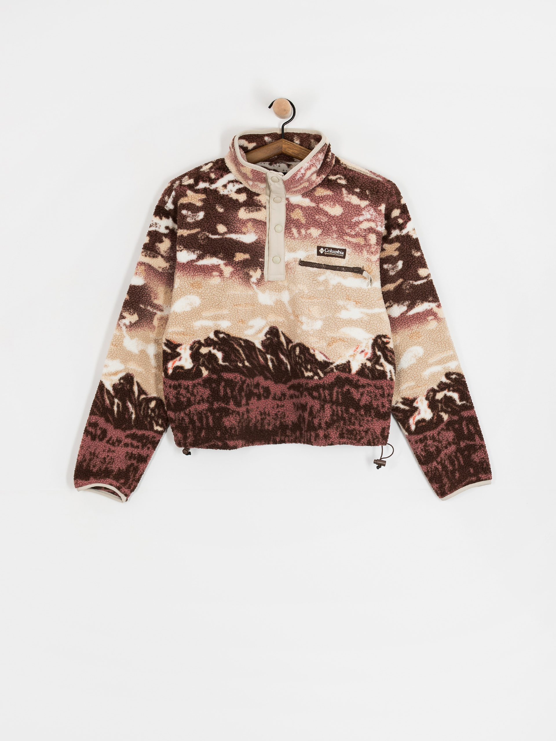 Damen Columbia Helvetia II Printed Cropped Half Snap Fleece Jacke (tobacco sisters/dark stone)