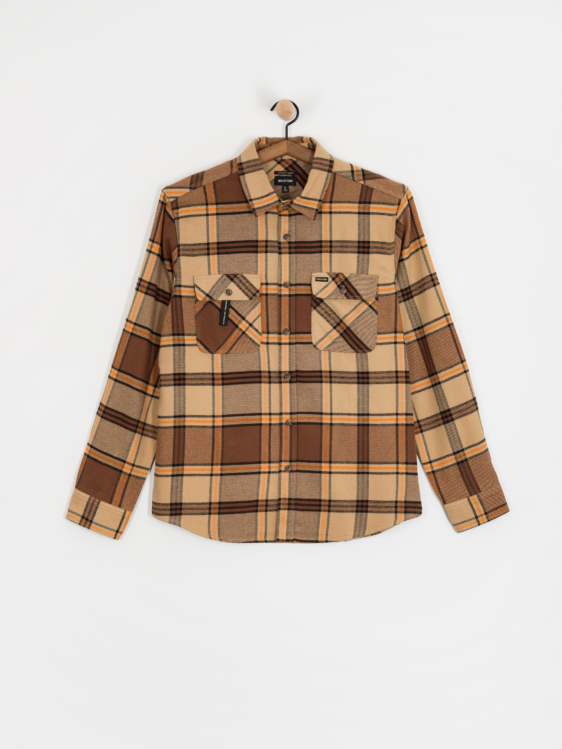 Brixton Shirt Bowery Flannel (sand/pinecone/solar orange)