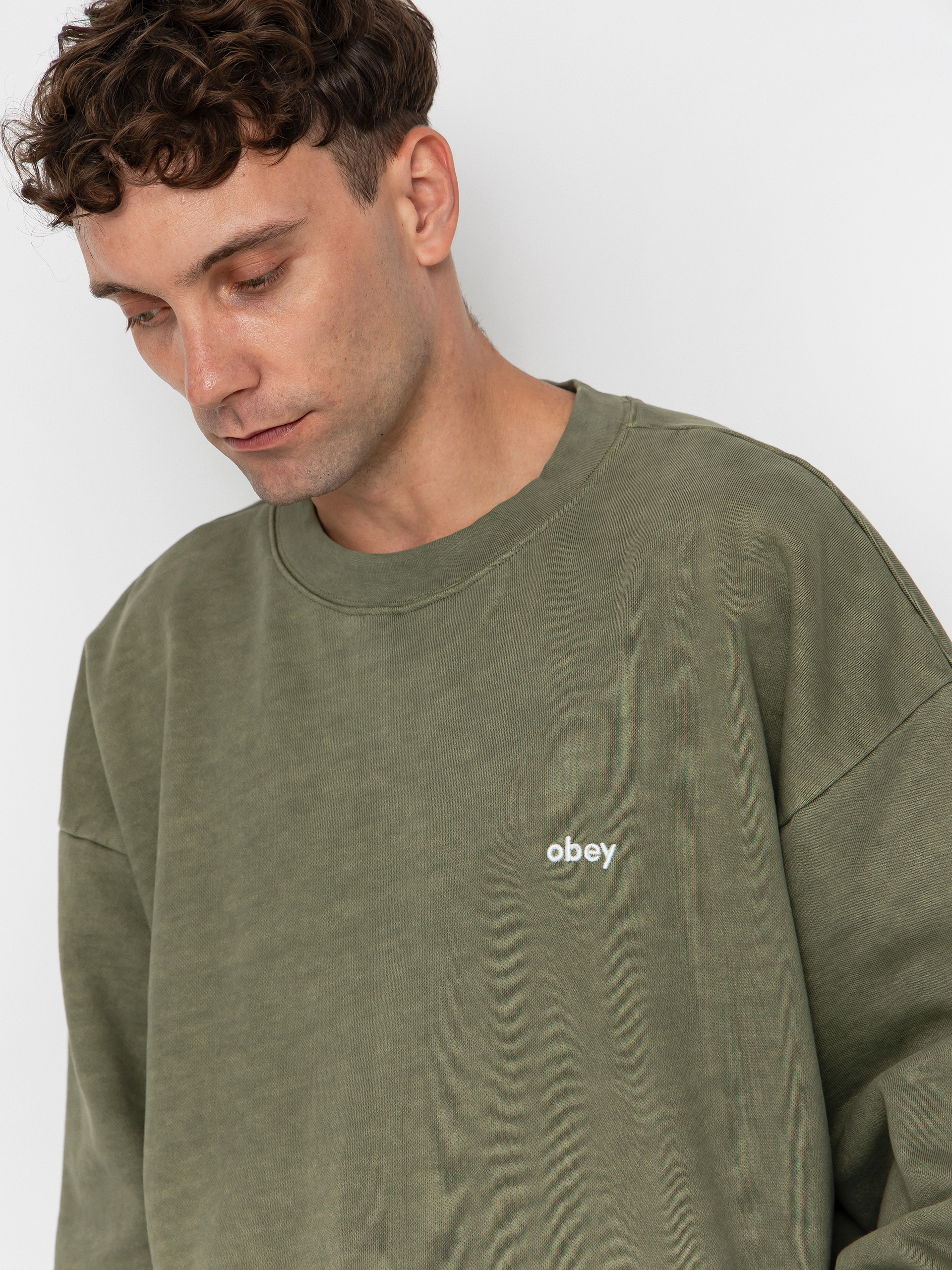 OBEY Lowercase Pigment Crew Sweatshirt - green (pigment deep