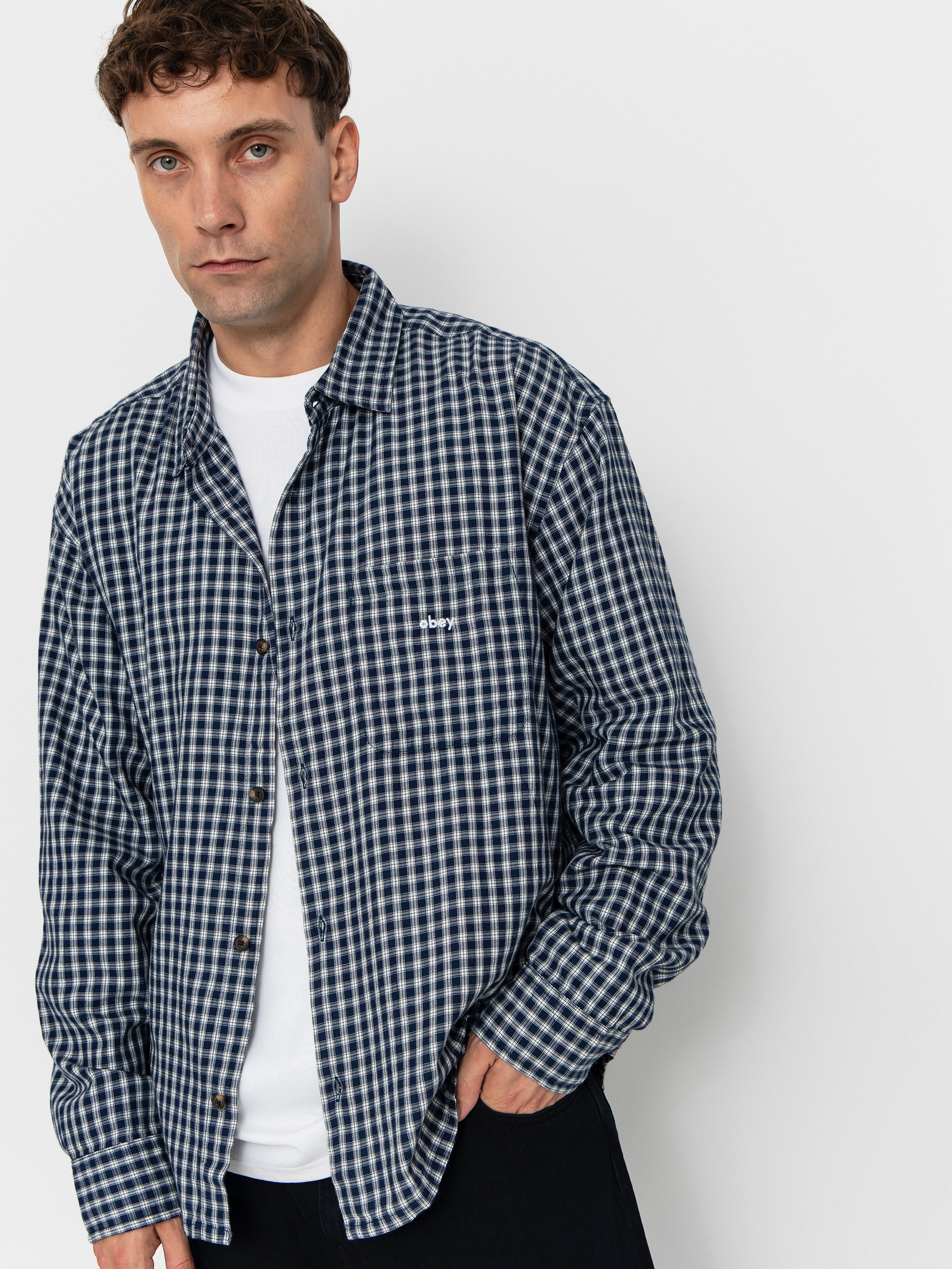 OBEY Bigwig Andy Woven Hemd (academy navy multi)