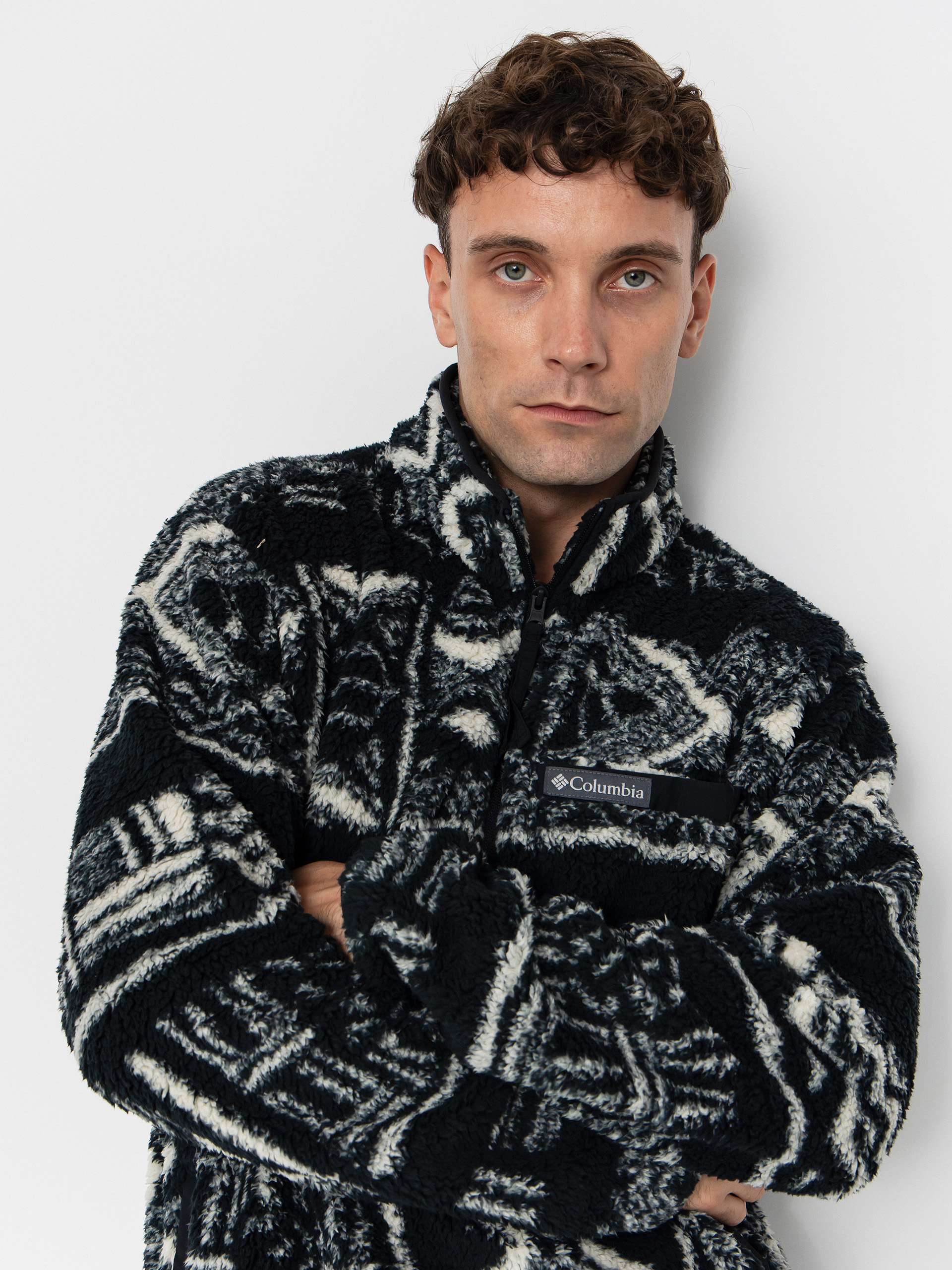 Herren Columbia Rugged Ridge High Pile Half Zip Fleece Jacke (black deschutes days)