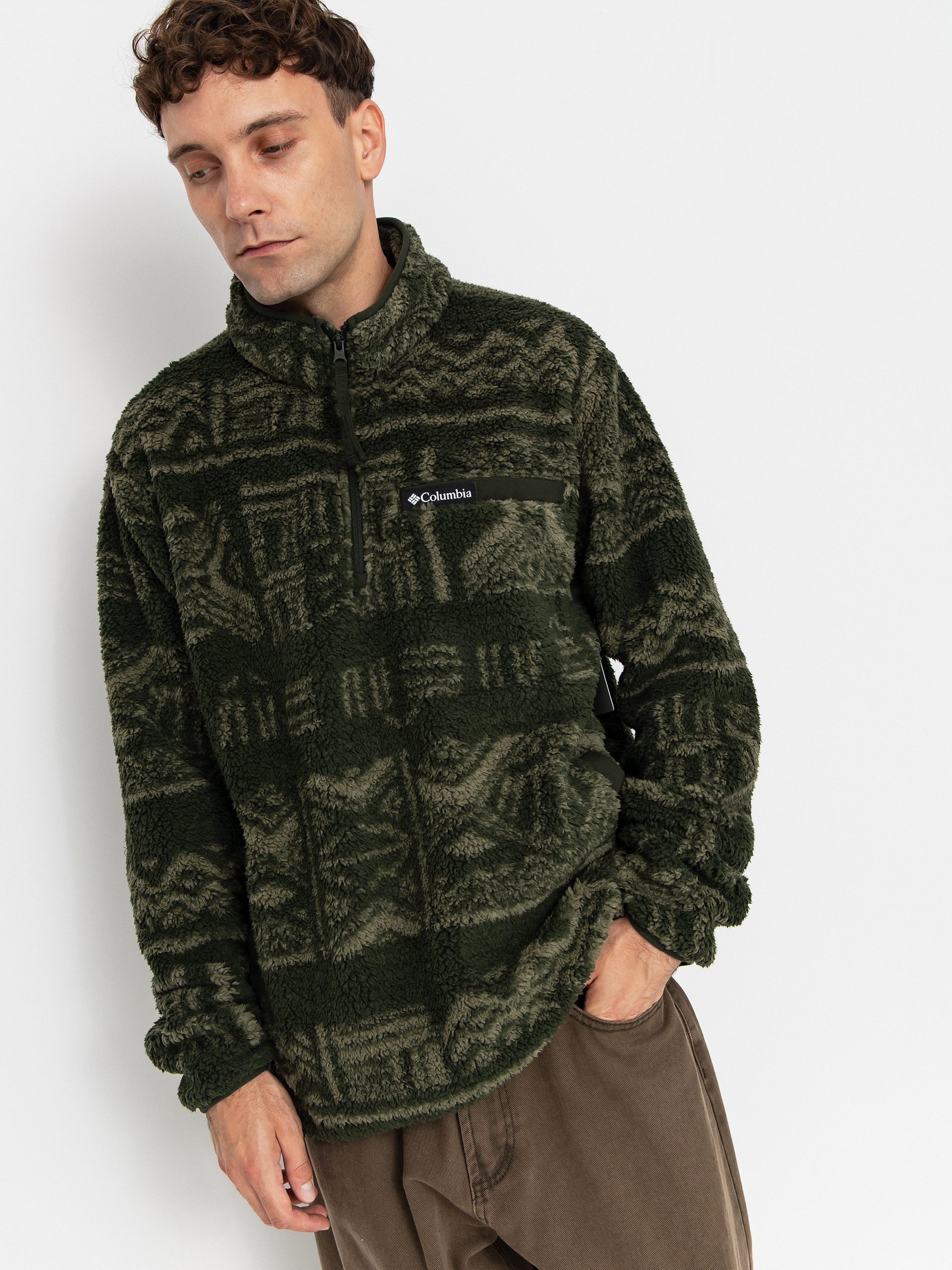 Columbia Rugged Ridge High Pile Half Zip Fleece  (greenscape deschutes days)