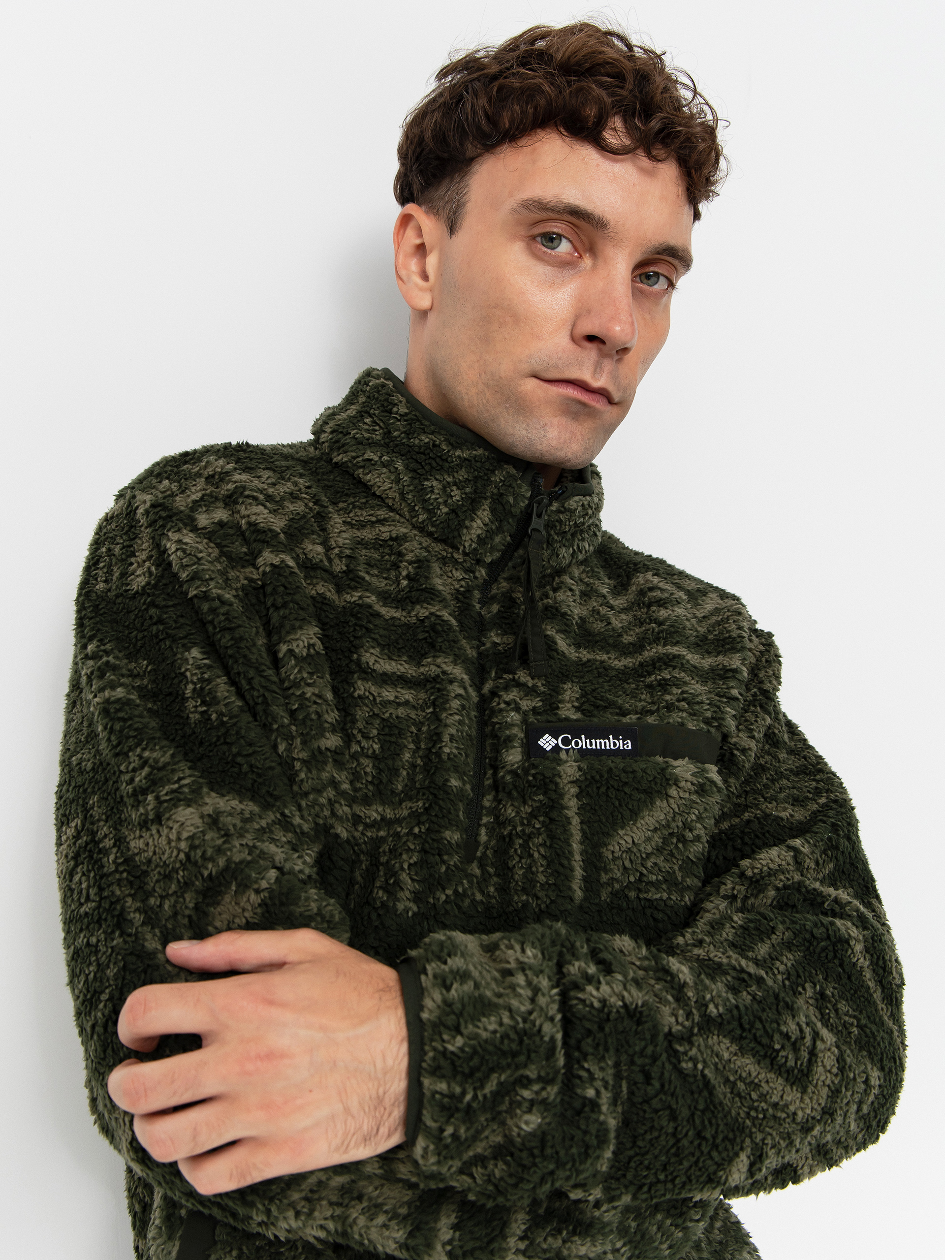 Herren Columbia Rugged Ridge High Pile Half Zip Fleece Jacke (greenscape deschutes days)