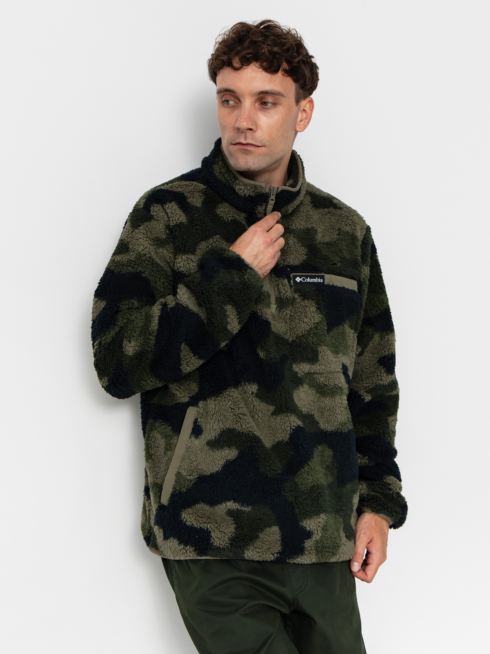 Columbia Rugged Ridge High Pile Half Zip Fleece  (stone green mod camo)
